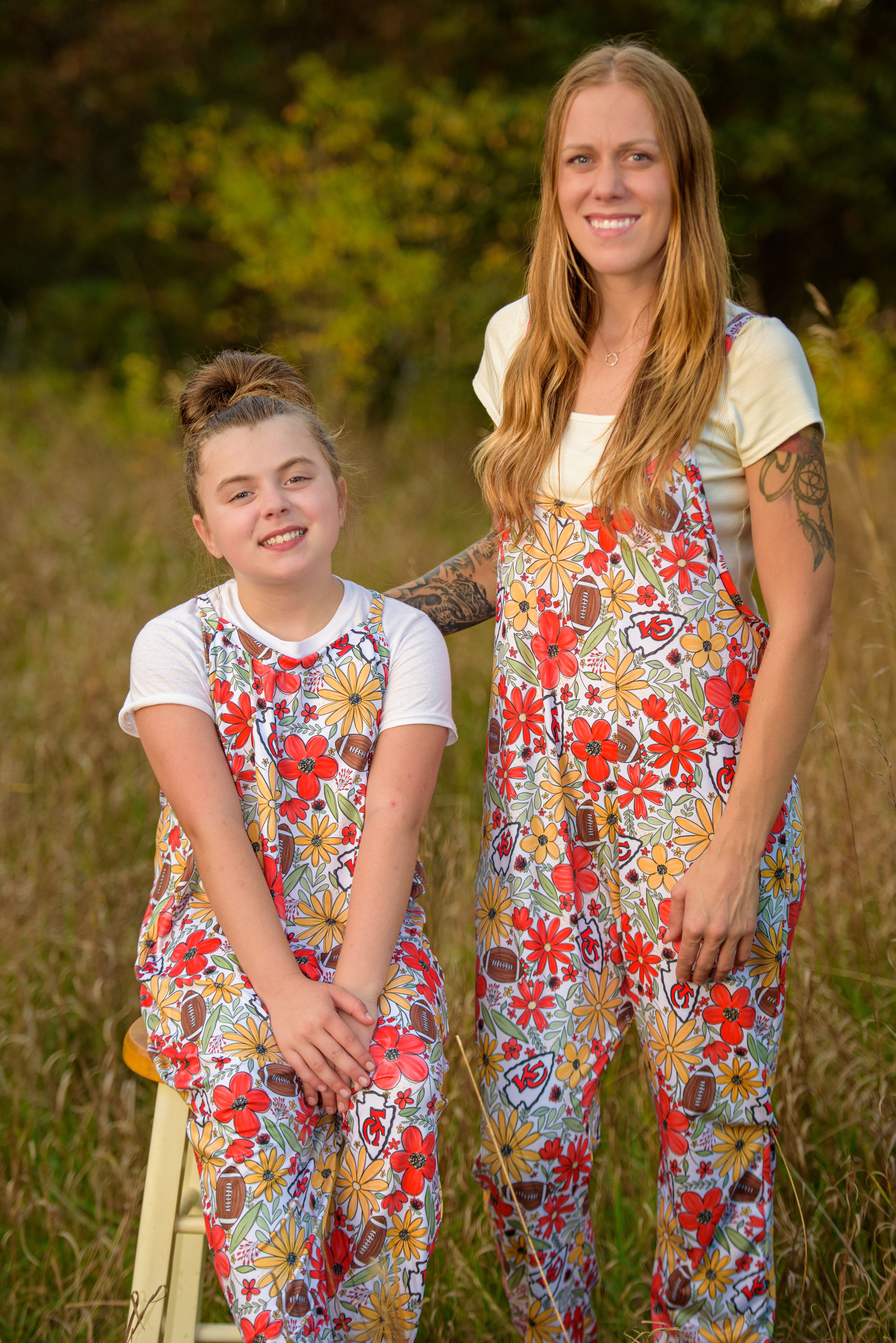 KC Football Romper - Handcrafted Floral Game Day Style