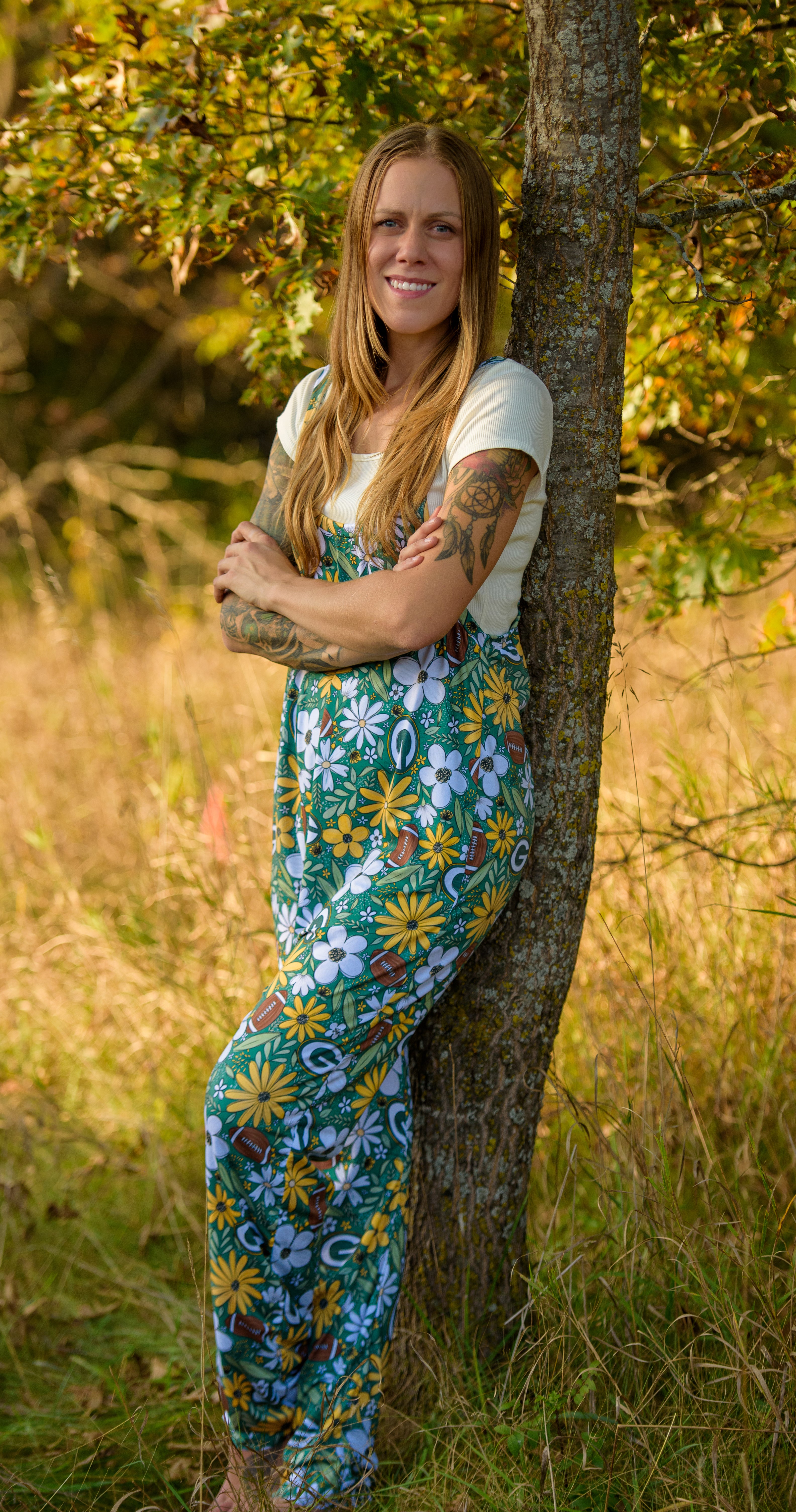 GB Packer Romper - Handcrafted Floral One-of-a-Kind