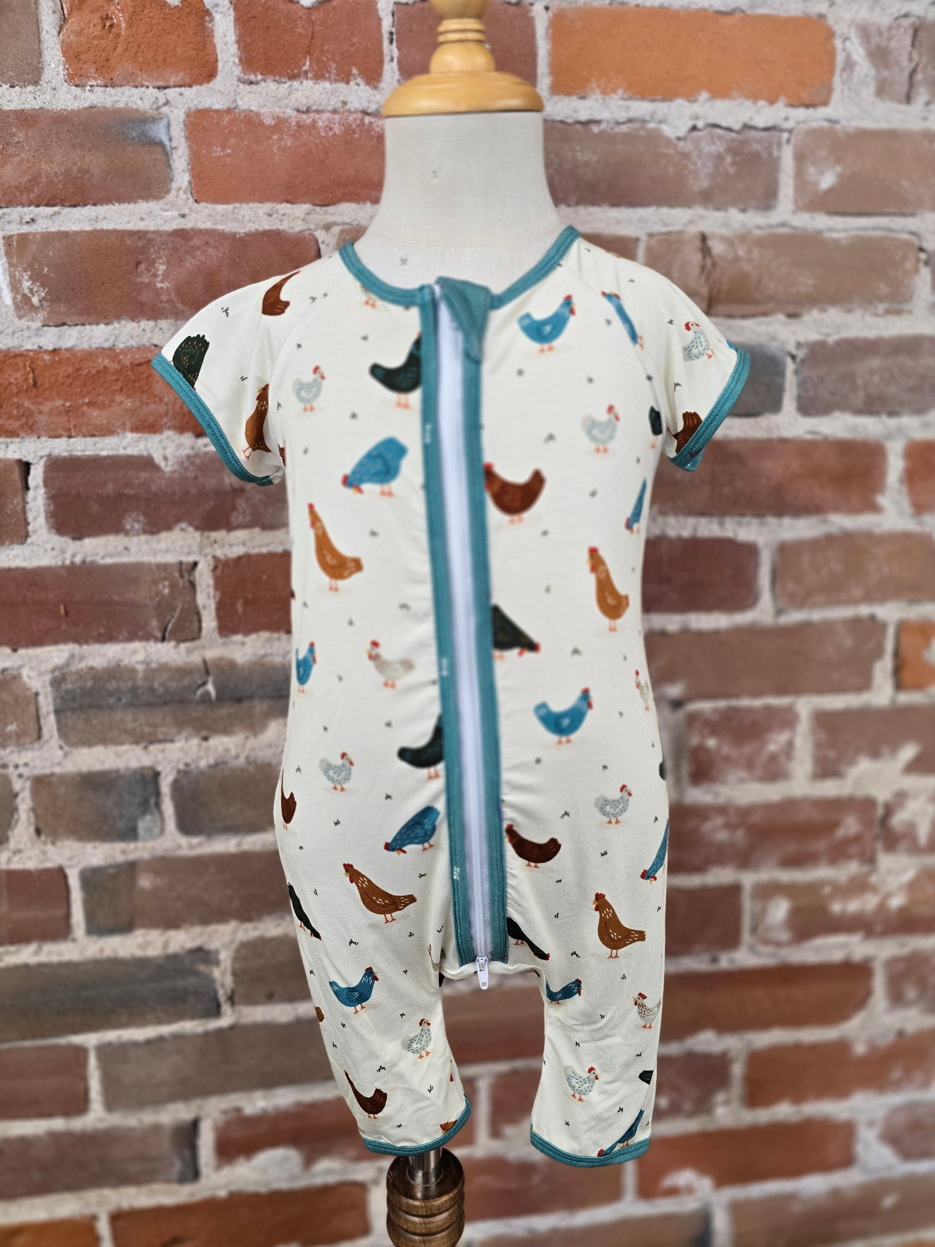 Little Nest Chicken Bamboo Zip PJ/Daywear – Handcrafted Comfort