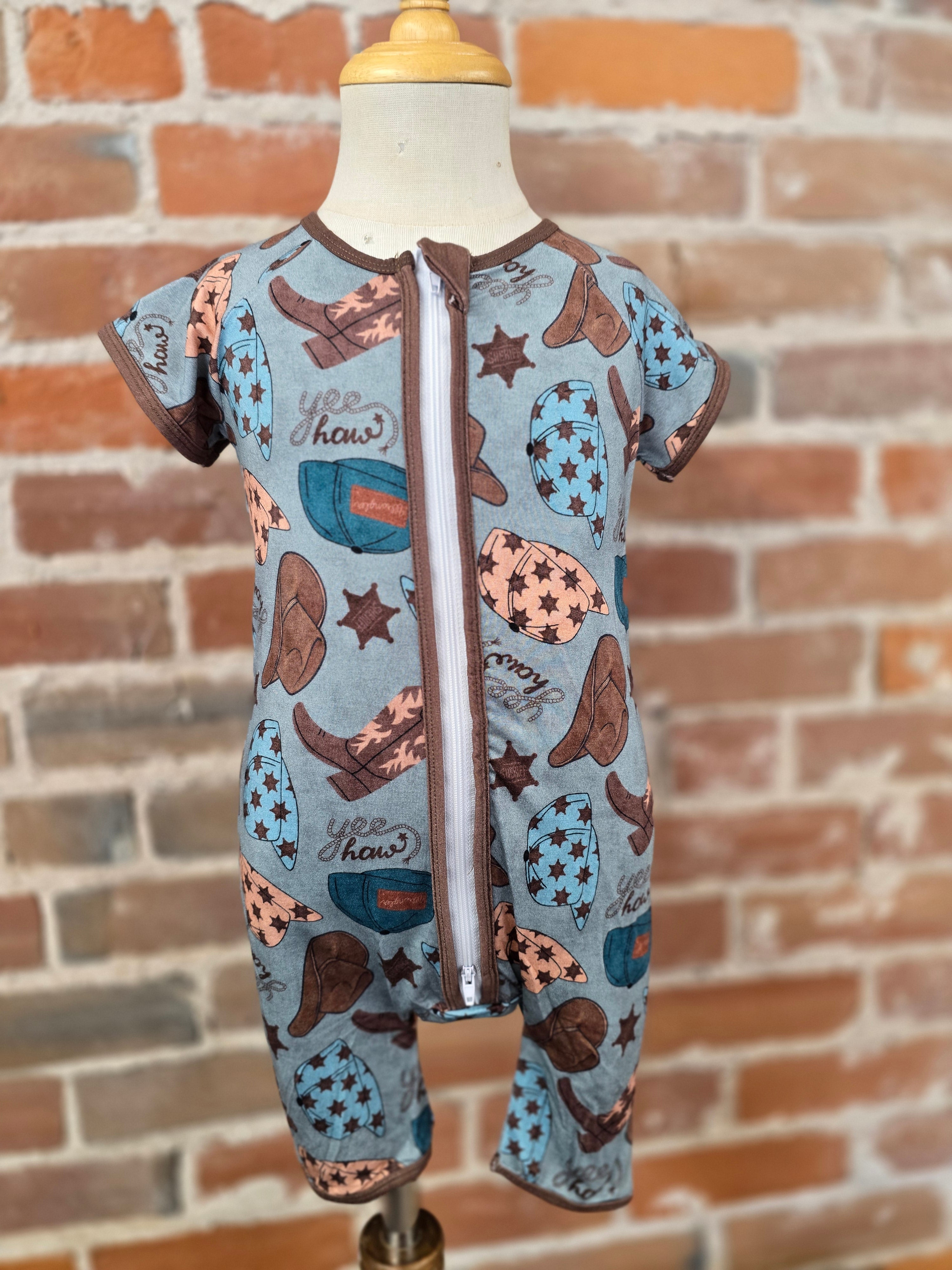 Yee Haw Kids Bamboo Zip Romper - Handcrafted Comfort