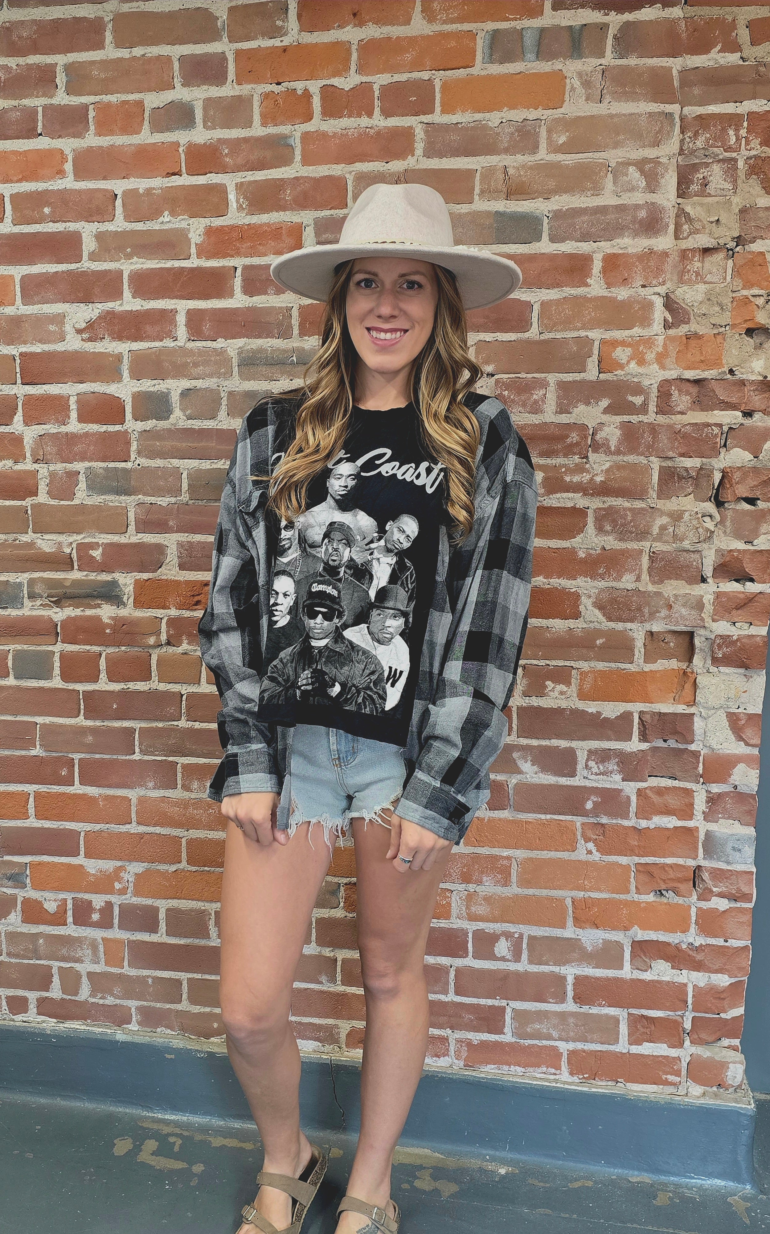 West Coast Tupac Upcycled Flannel - Handcrafted One-of-a-kind Style