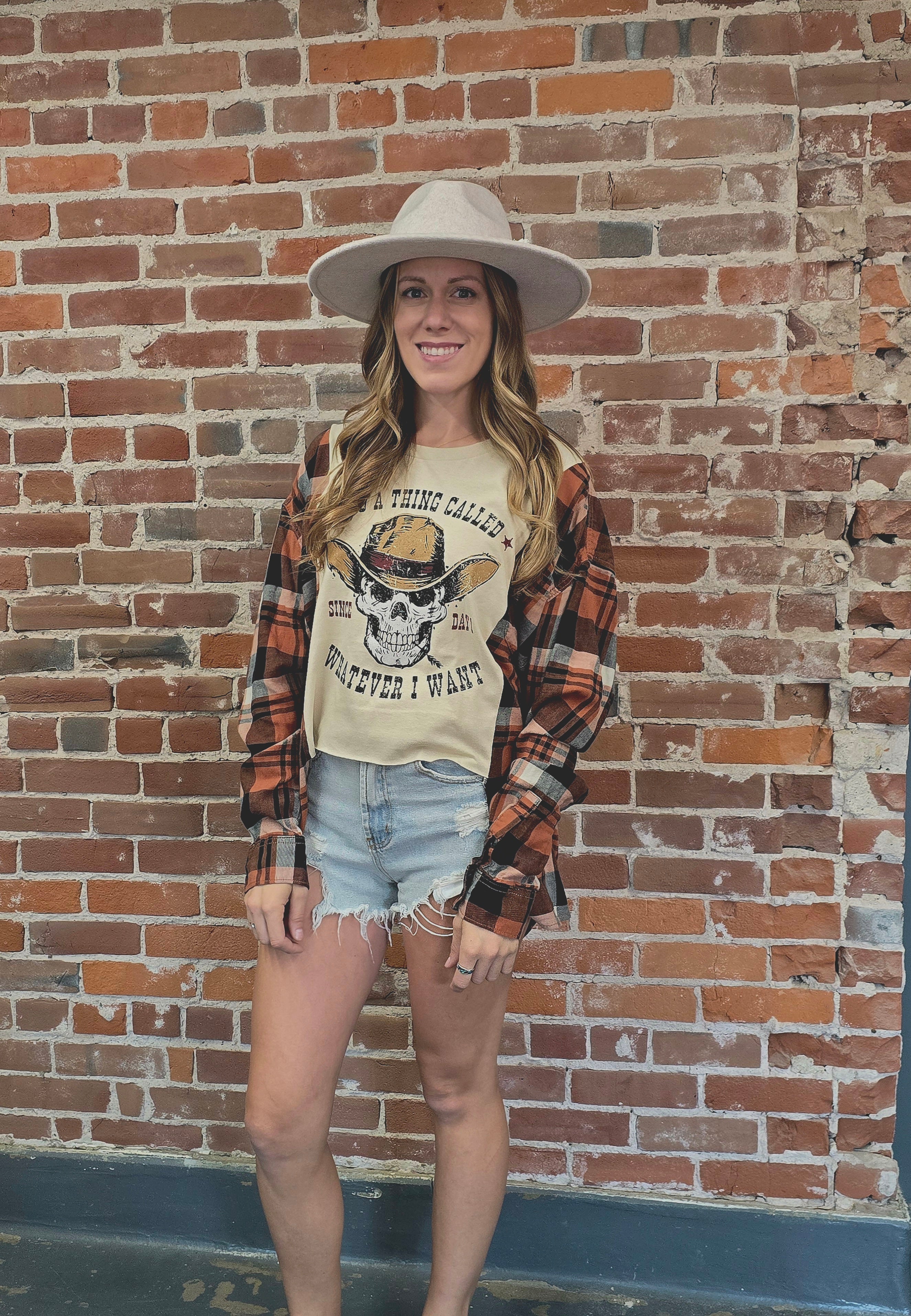 I Do What I Want Upcycled Flannel - Handcrafted One-of-a-Kind