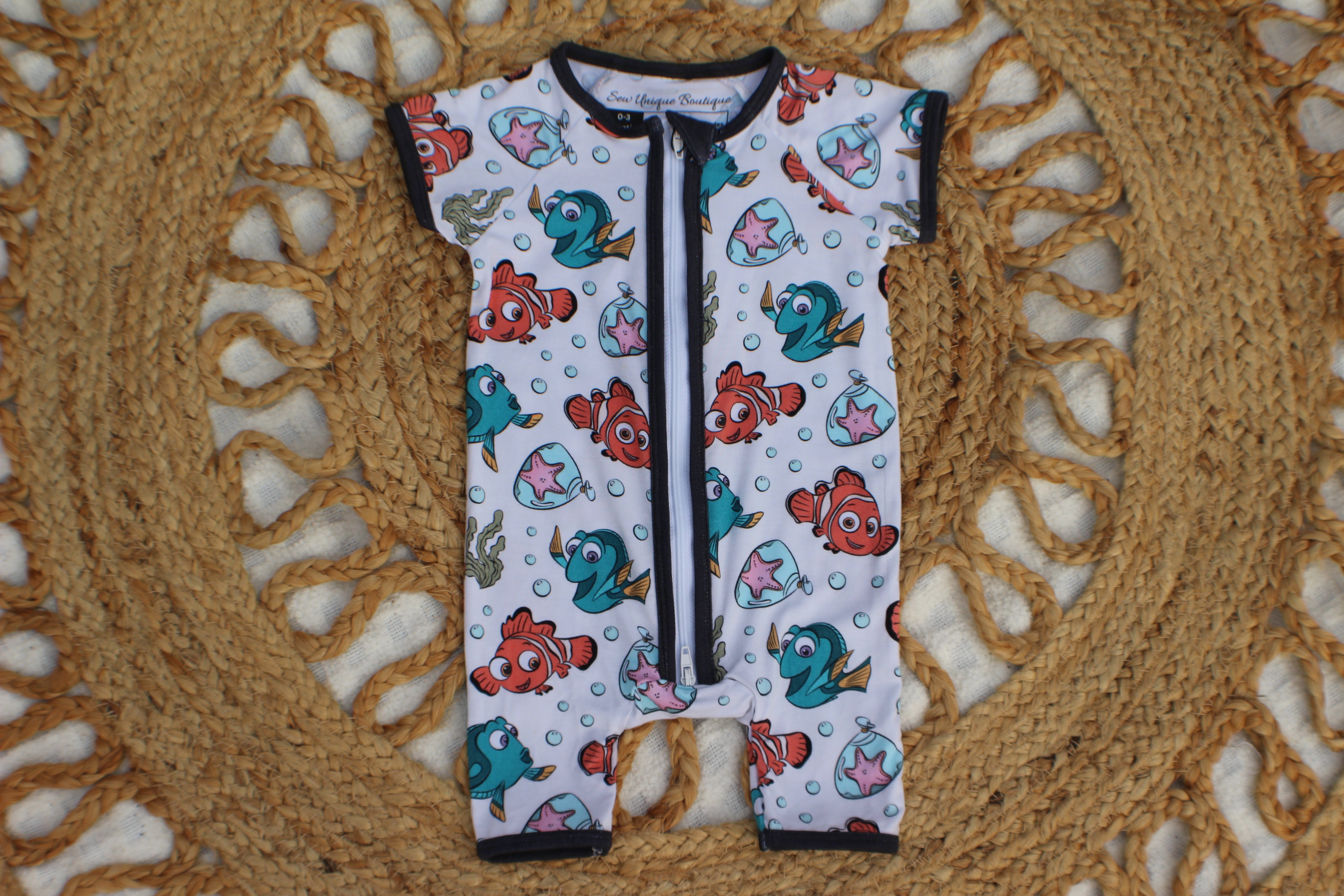 Handcrafted Nemo Bamboo Zip Romper