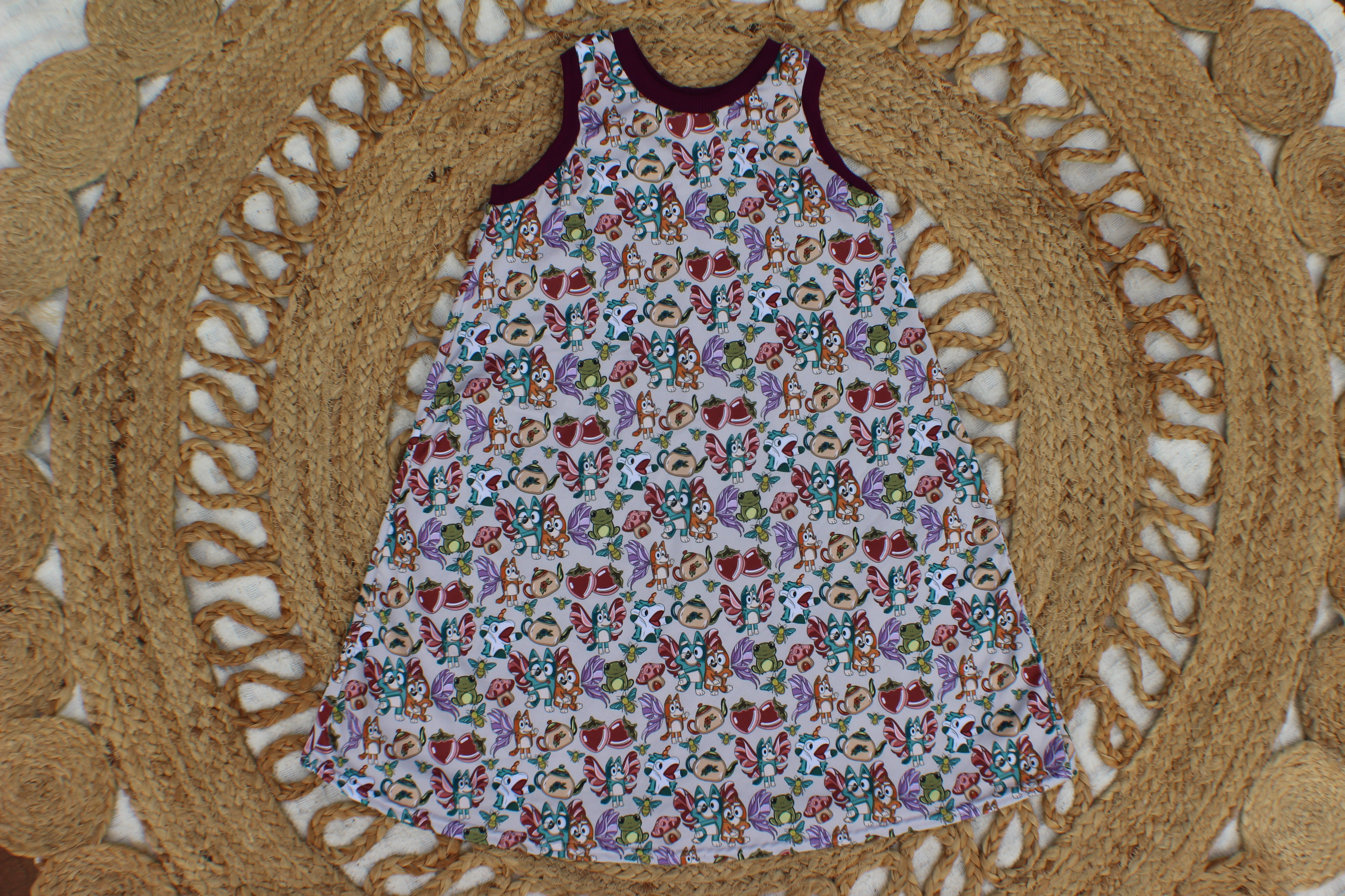 Tea Party Bluey Racerback Dress- Made to Order
