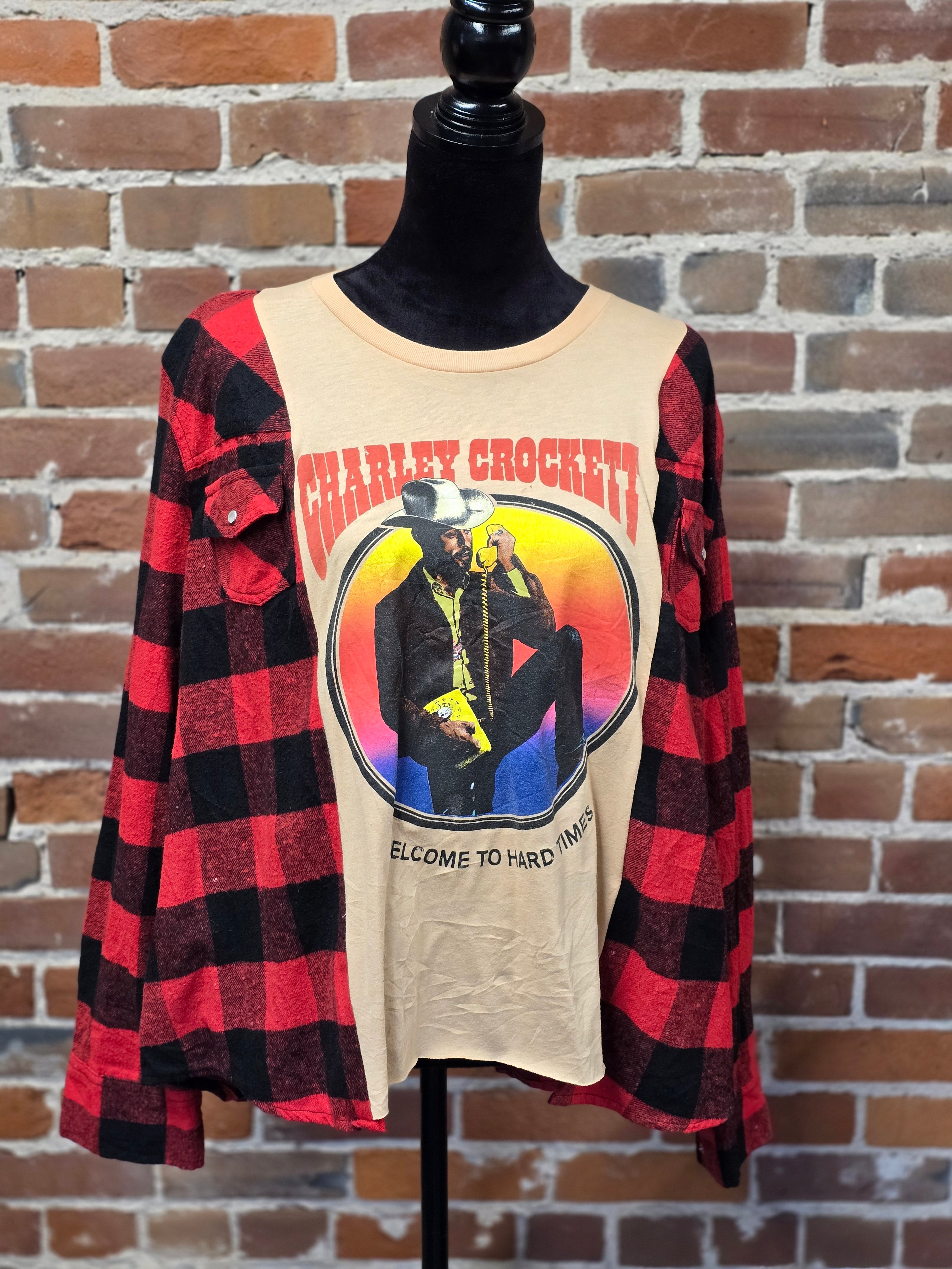 Charley Crockett Upcycled Flannel Shirt – Handcrafted One-of-a-Kind Style