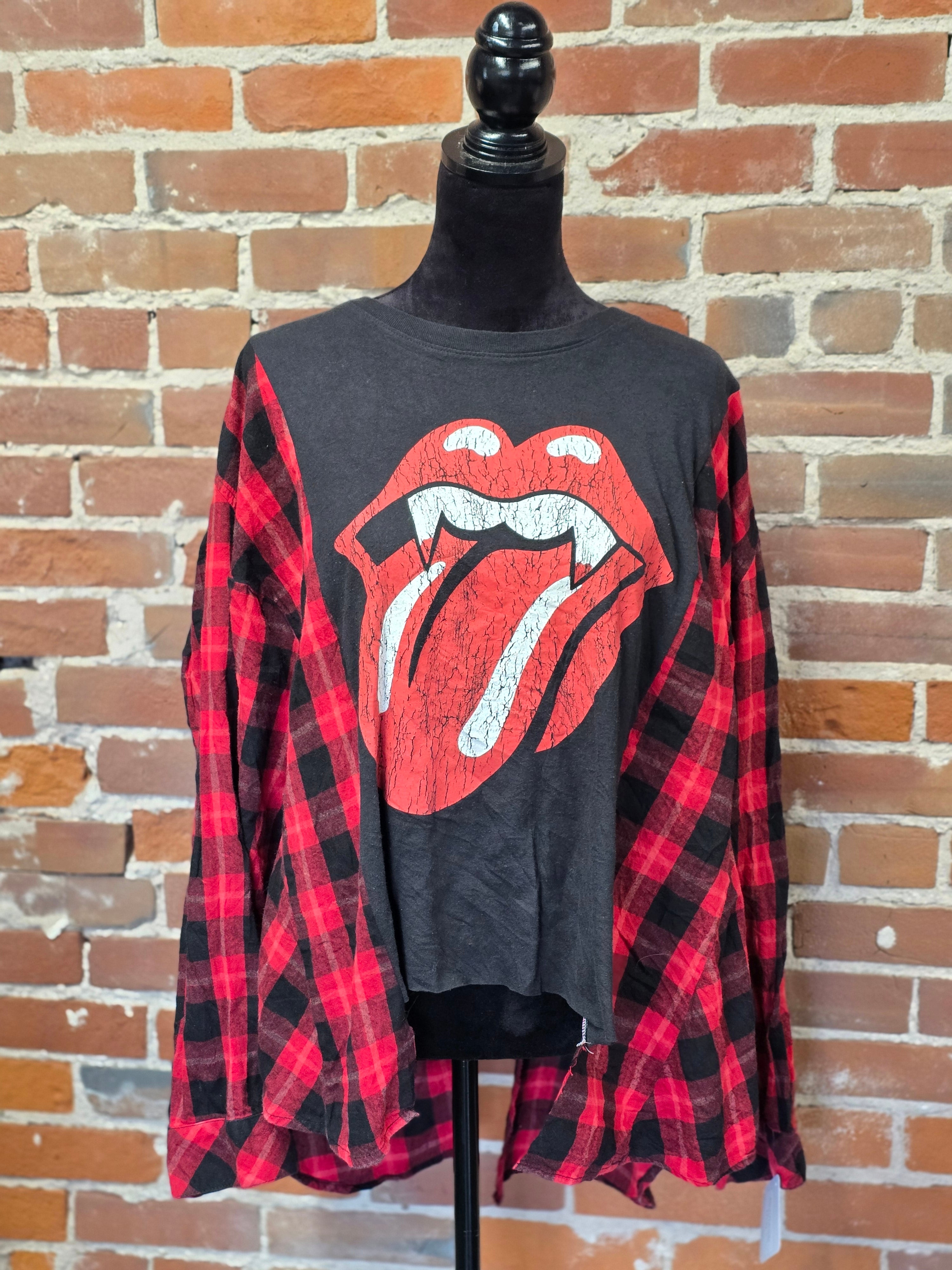 Rolling Stones Rock Music Flannel - Handcrafted One-of-a-Kind