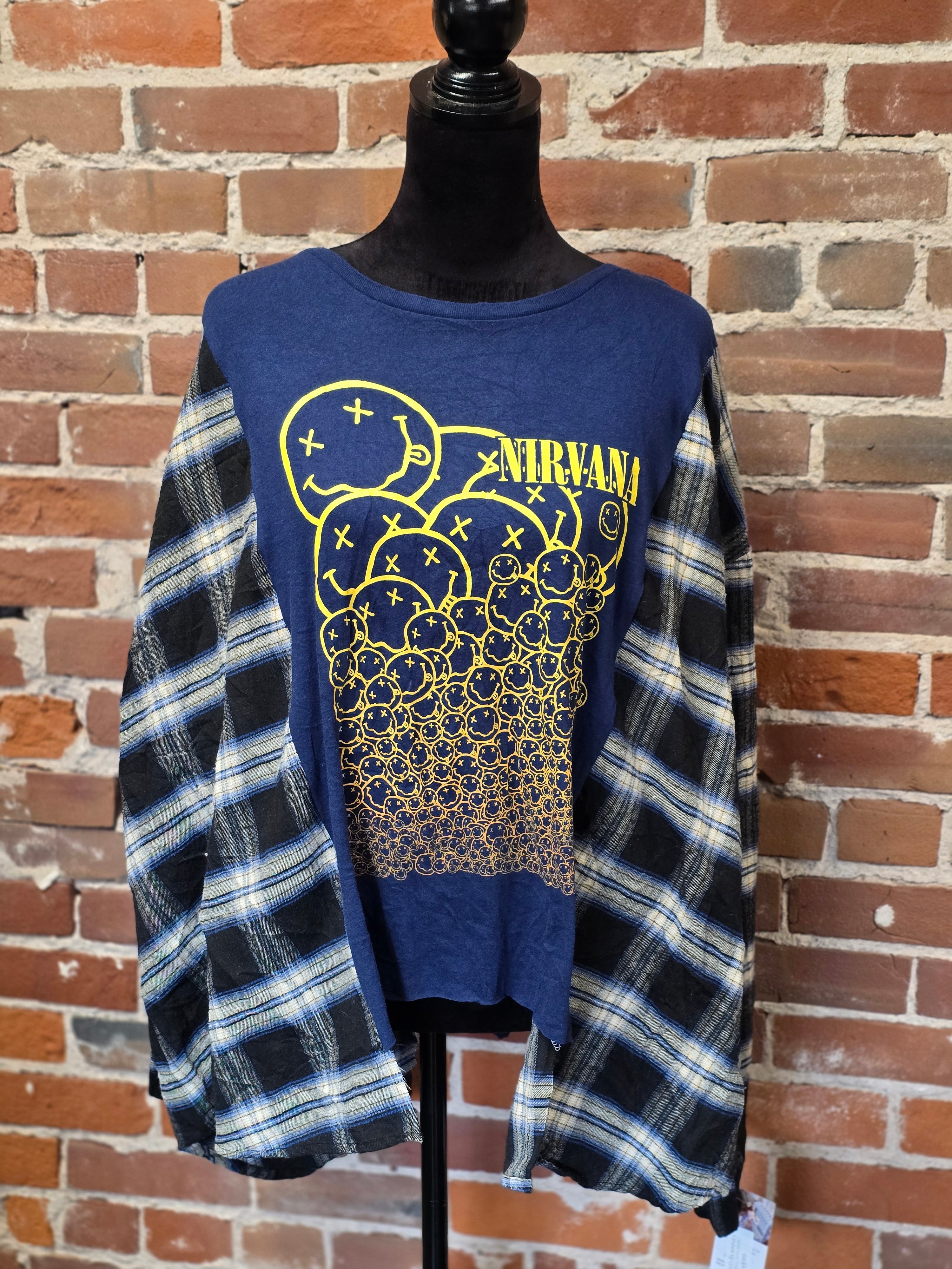 Nirvana Upcycled Flannel Shirt – Handcrafted One-of-a-Kind Style