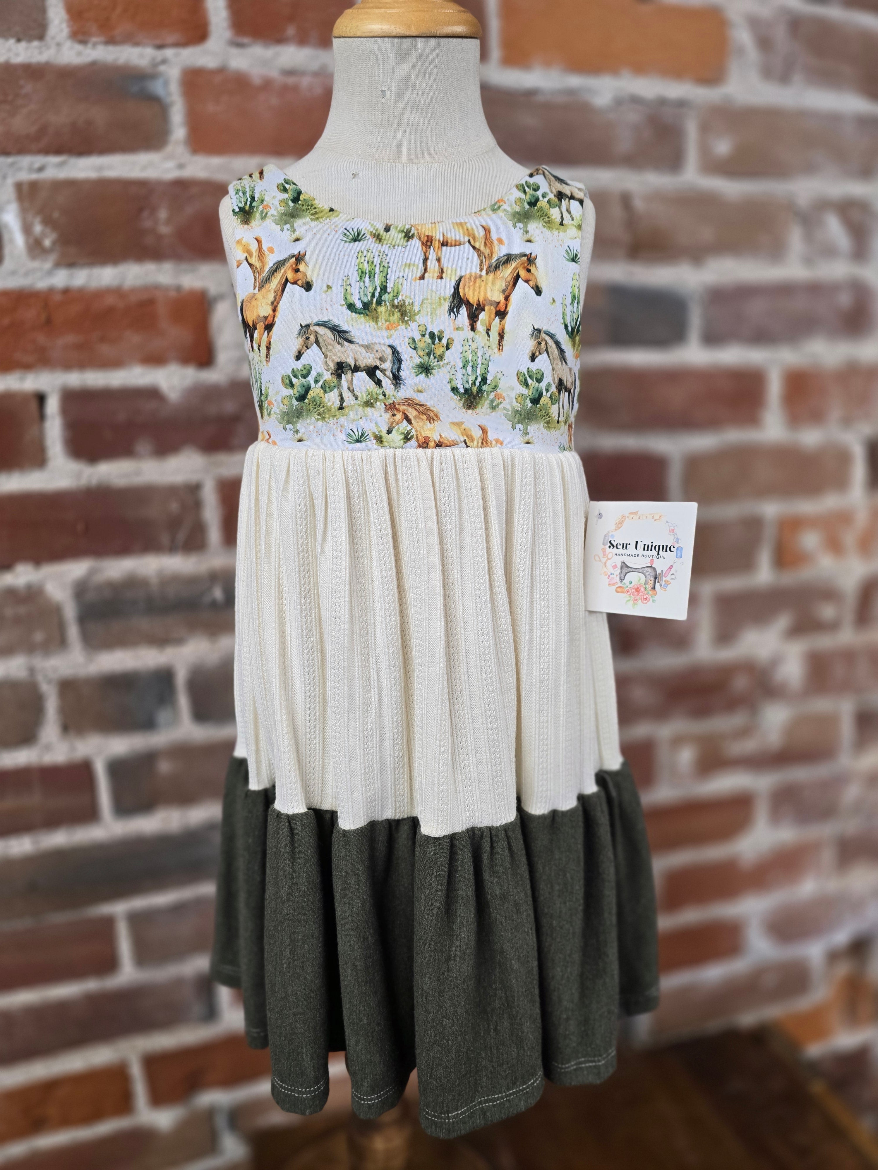 Horses Tiered Dress - Handcrafted Quality