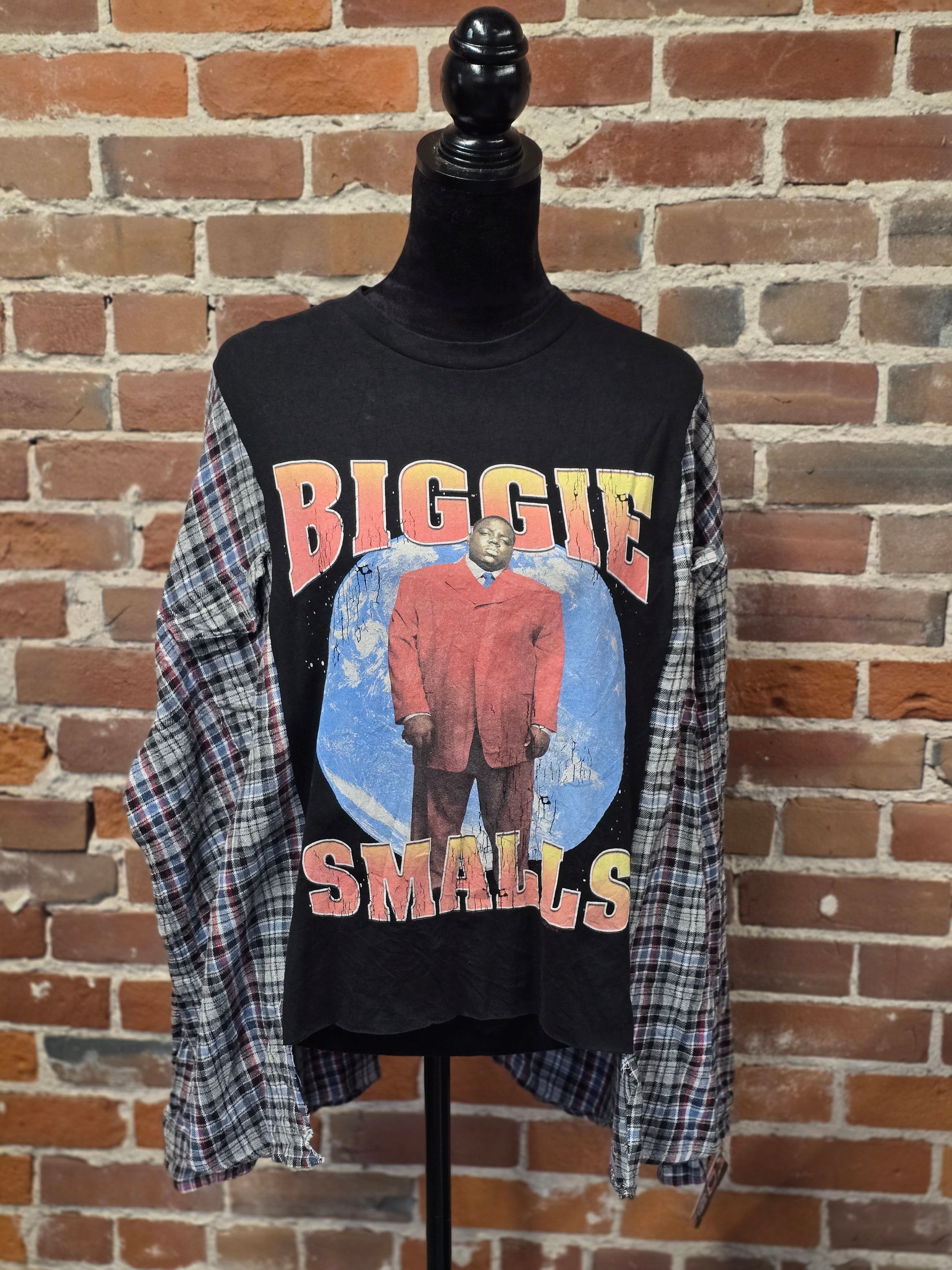 Biggie Smalls Upcycled Flannel Shirt – Handcrafted One-of-a-Kind Style