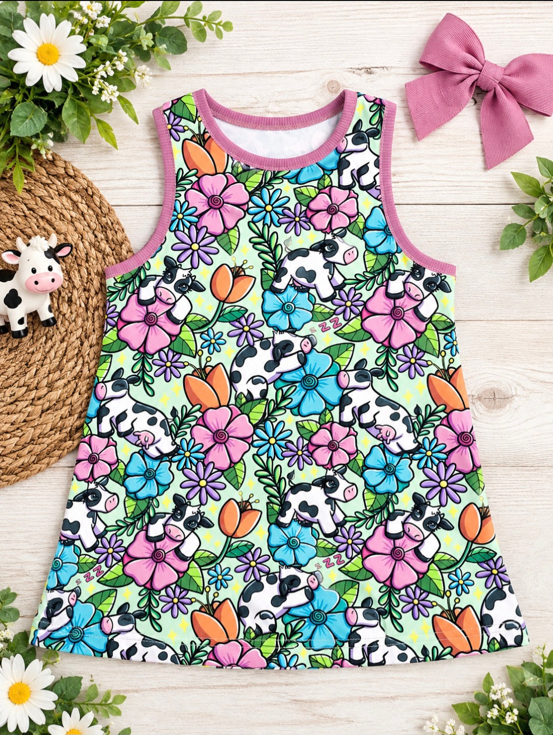 a dress with cows on it