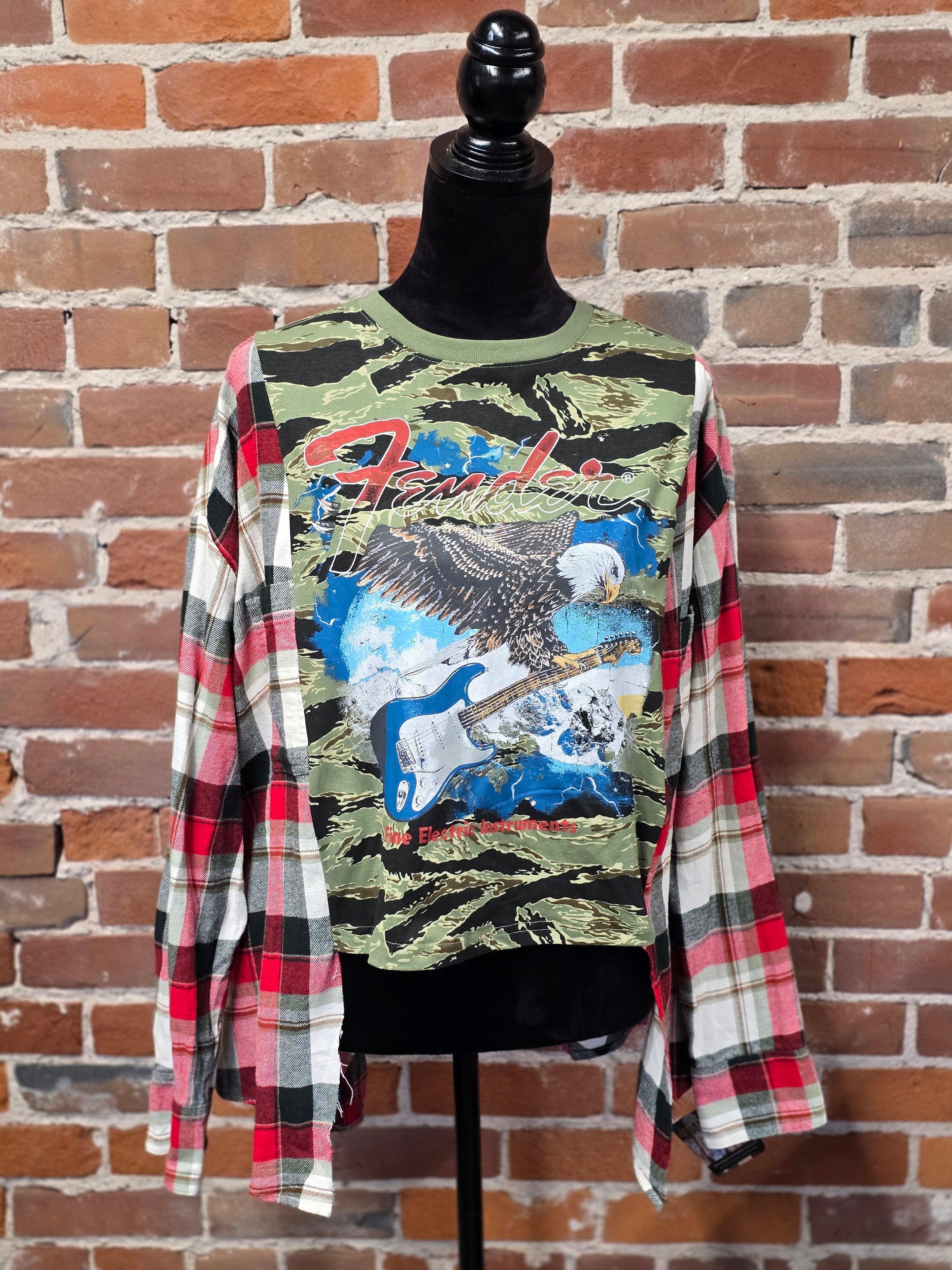 Fender Upcycled Flannel Shirt - Handcrafted One-of-a-Kind