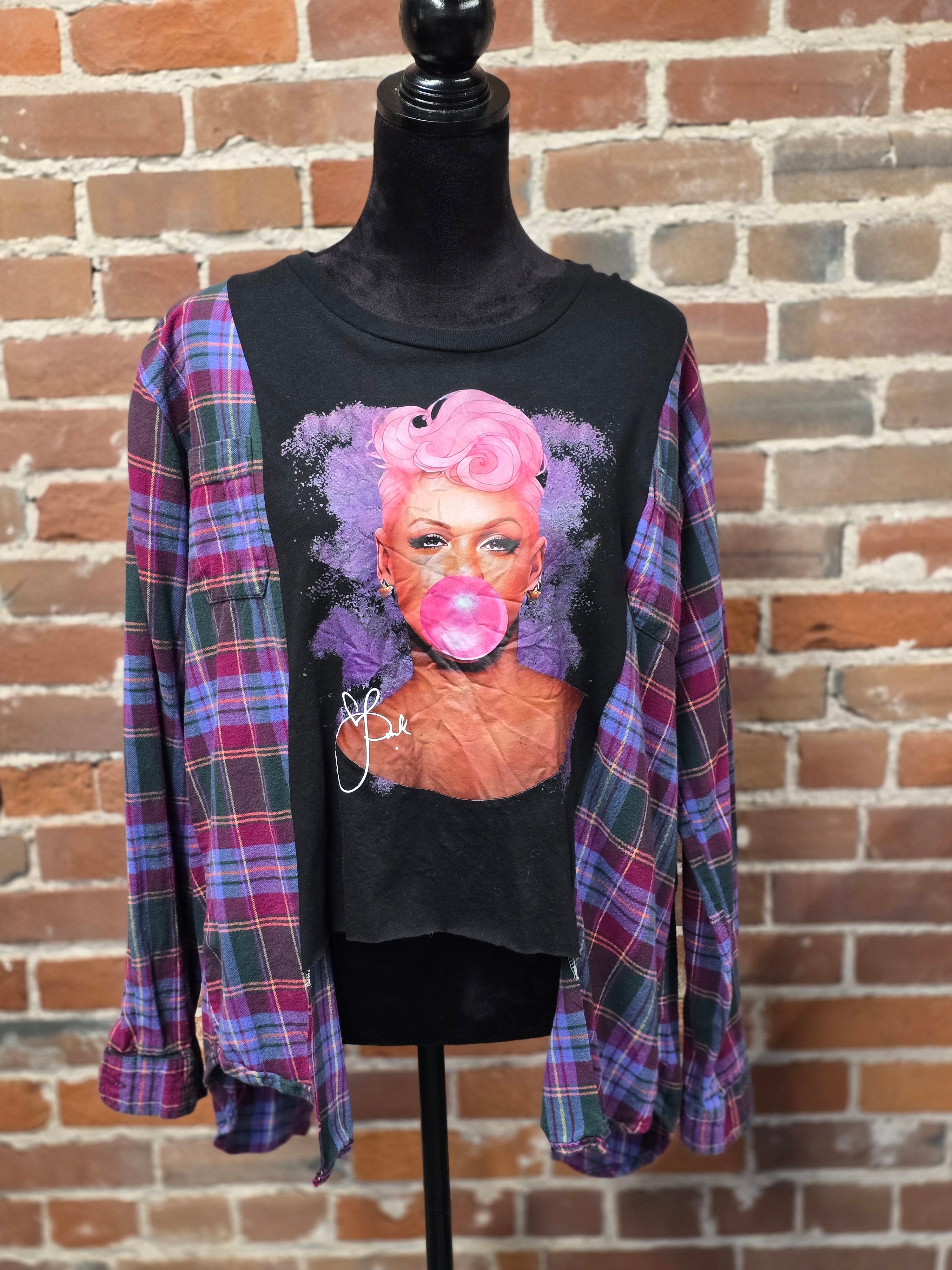 Pink Threads Flannel Shirt – One-of-a-Kind Handcrafted Style