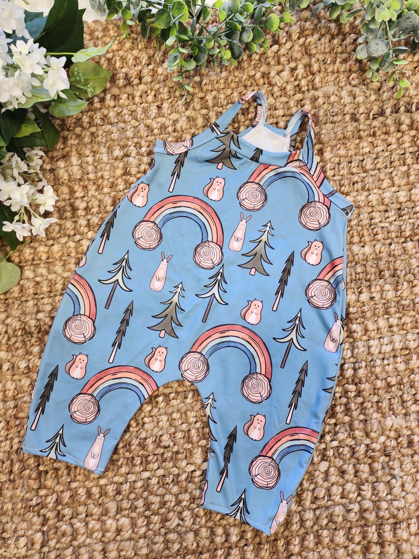 9-12 mo, 12-18 mo, 18-24 mo, & 4T/5T Woodland Animal Romper