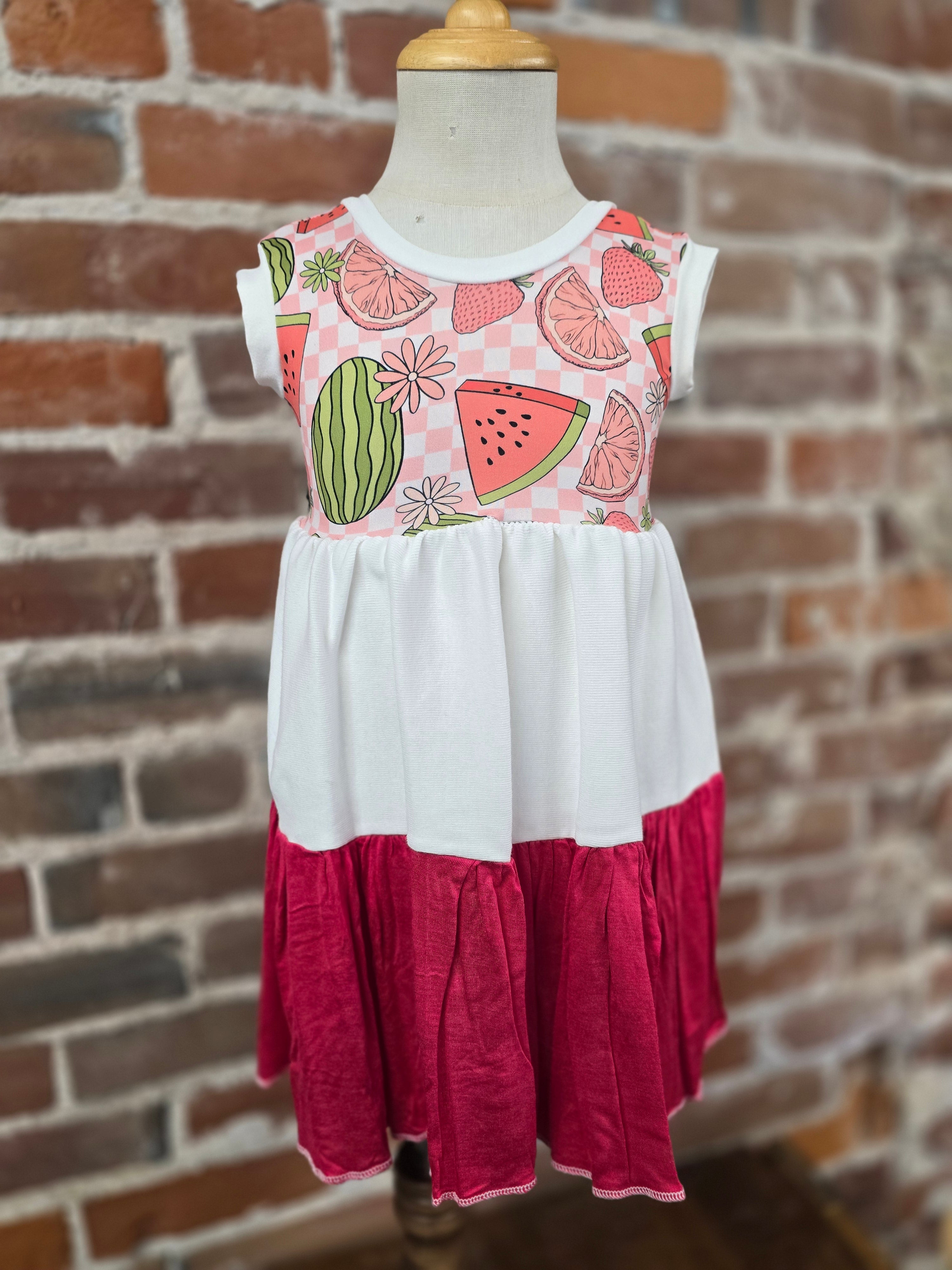 Watermelon Dress Tiered Dress - Handcrafted Summer Delight