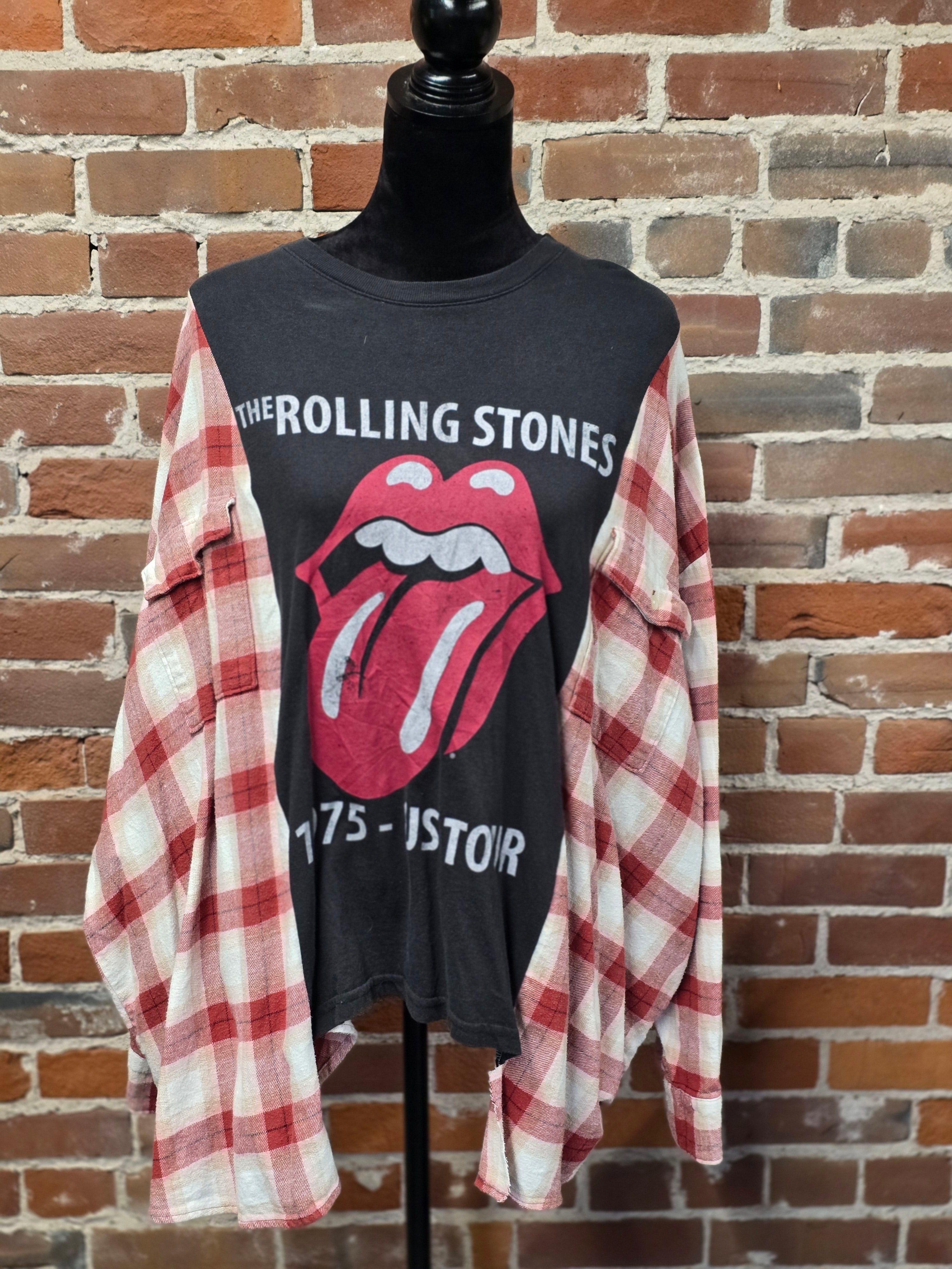 Rolling Stones Flannel Shirt - Handcrafted One-of-a-Kind