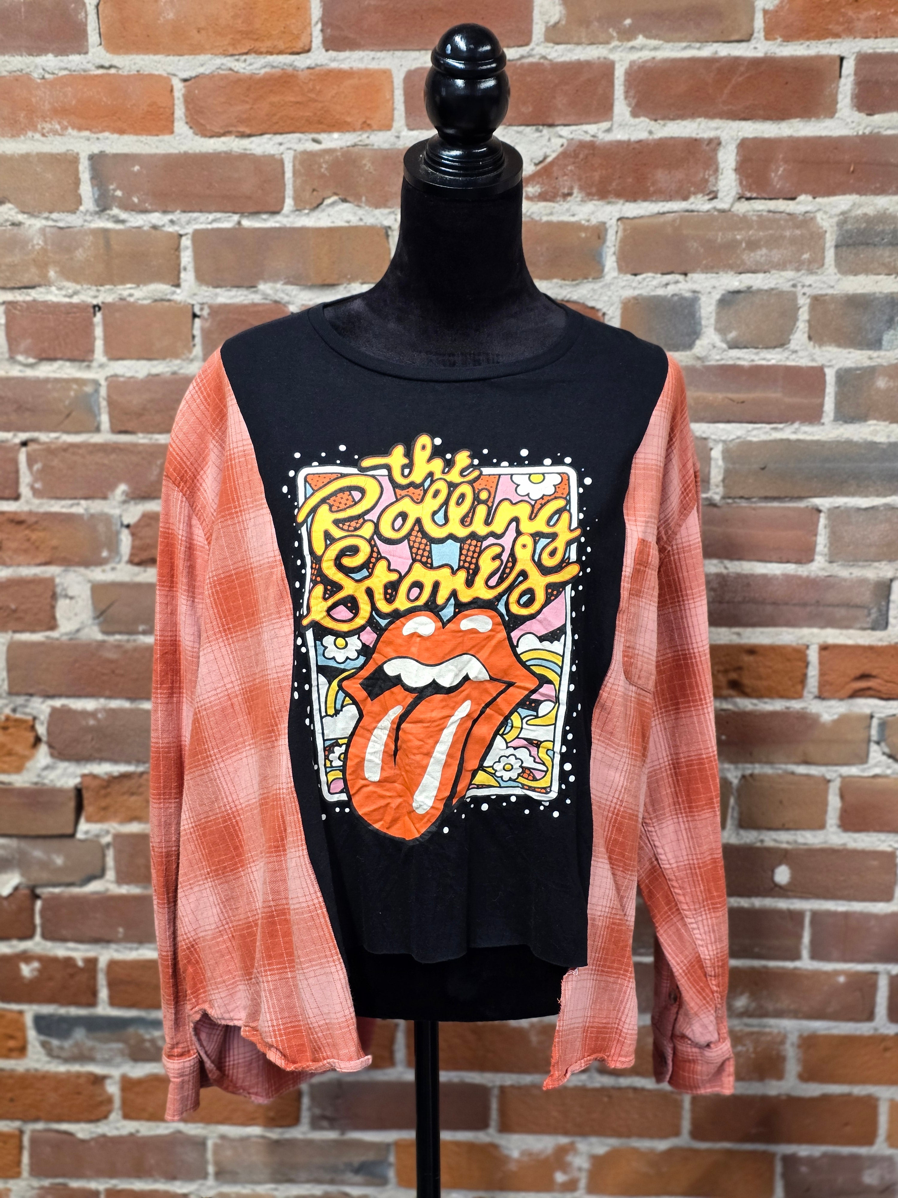 Rolling Stones Flannel Shirt - Handcrafted One-of-a-Kind