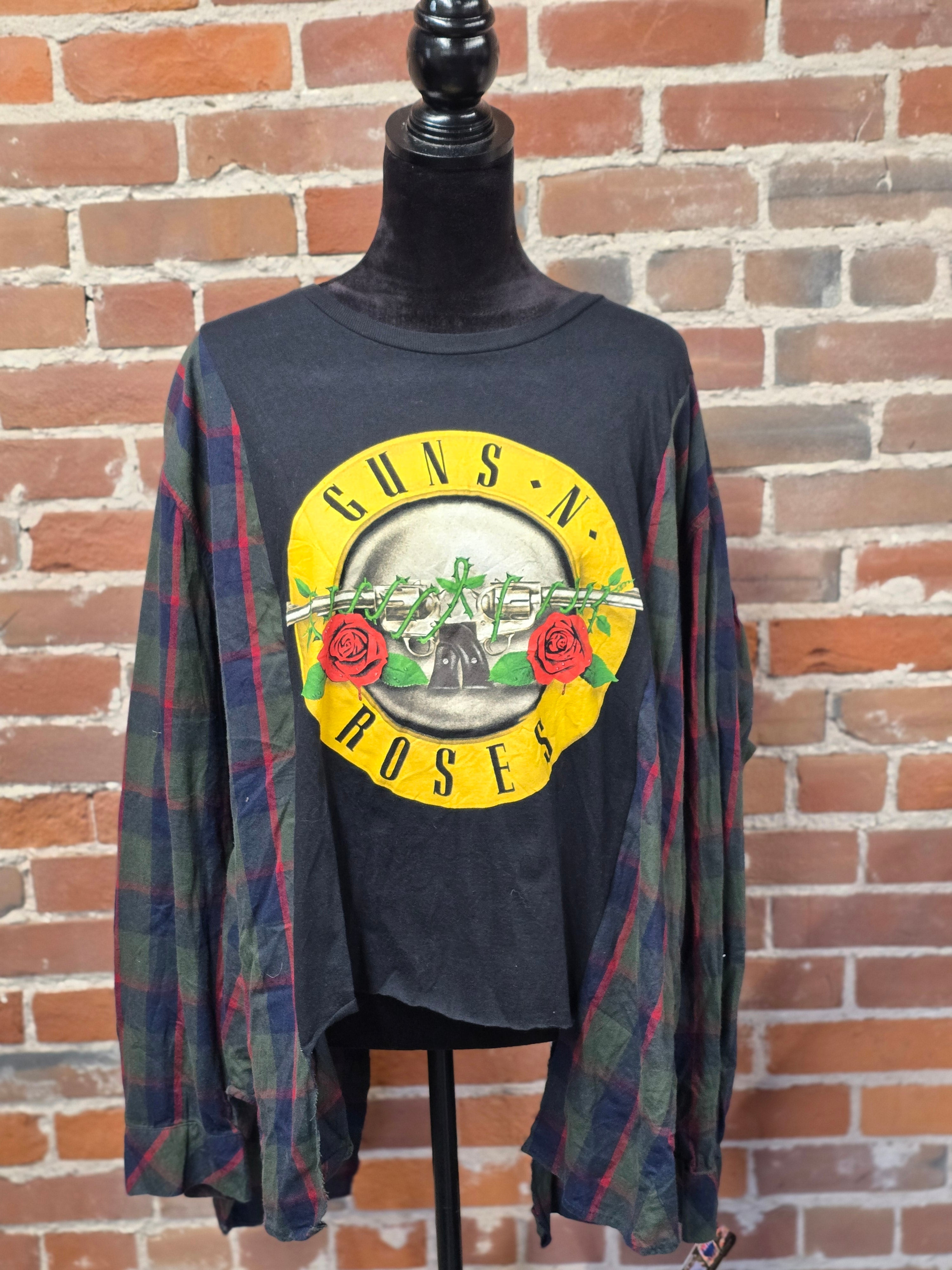 Guns N' Roses Upcycled Flannel - Handcrafted One-of-a-Kind