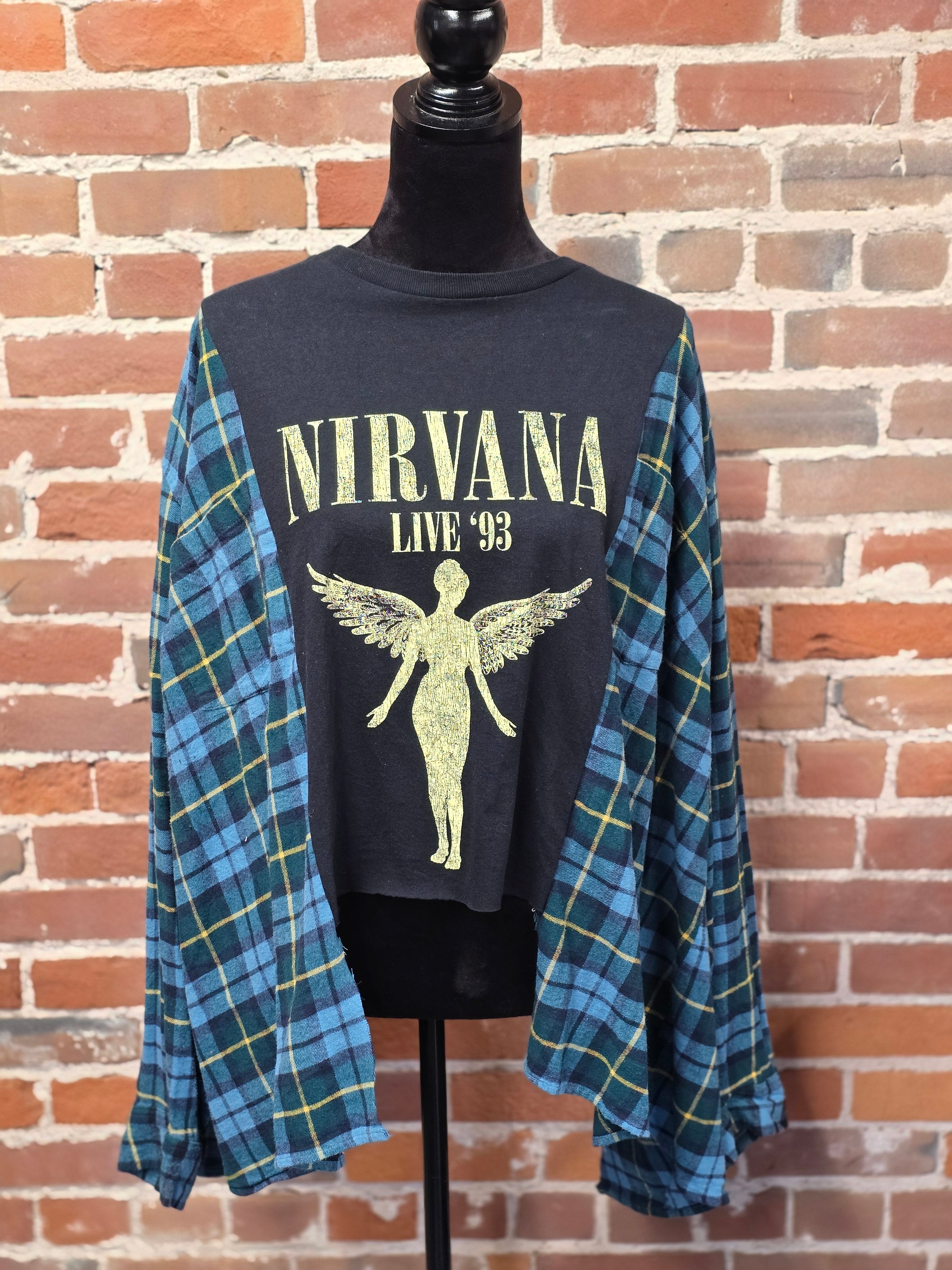 Nirvana Rock Band Flannel - Handcrafted One-of-a-Kind Shirt