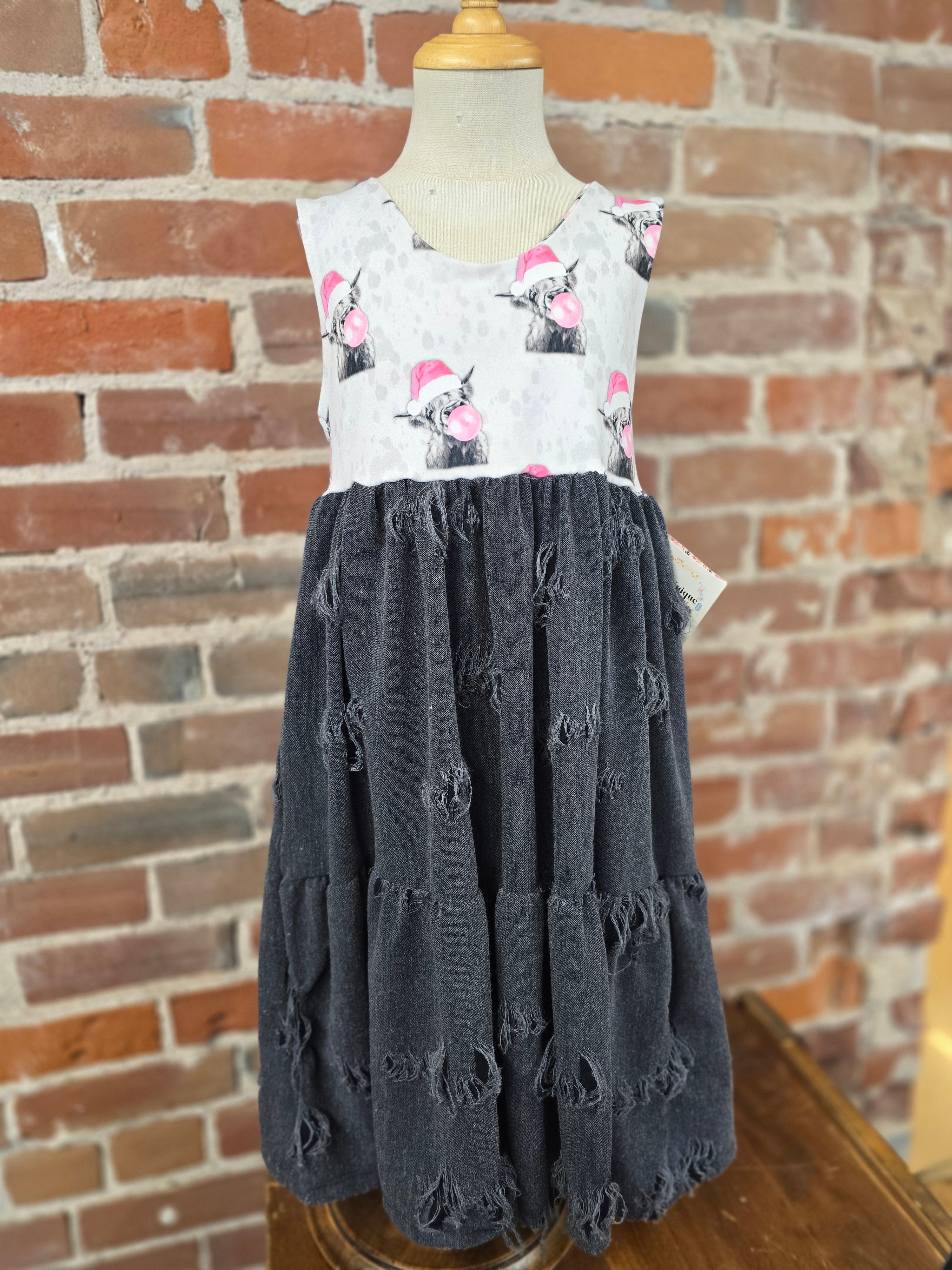 Highland Cow Tiered Dress - Handcrafted One-of-a-Kind Style
