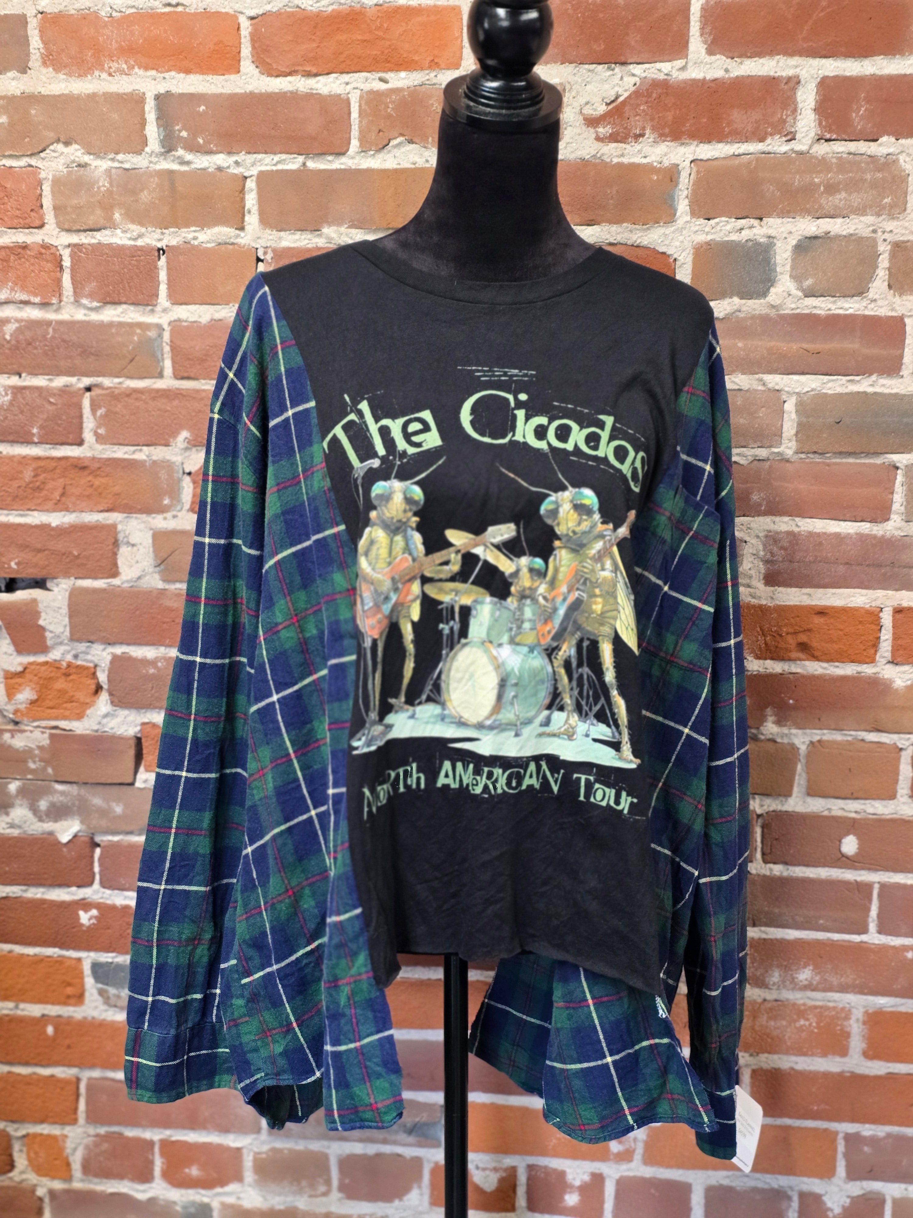 The Cicadas Music Flannel Shirt - Handcrafted One-of-a-kind