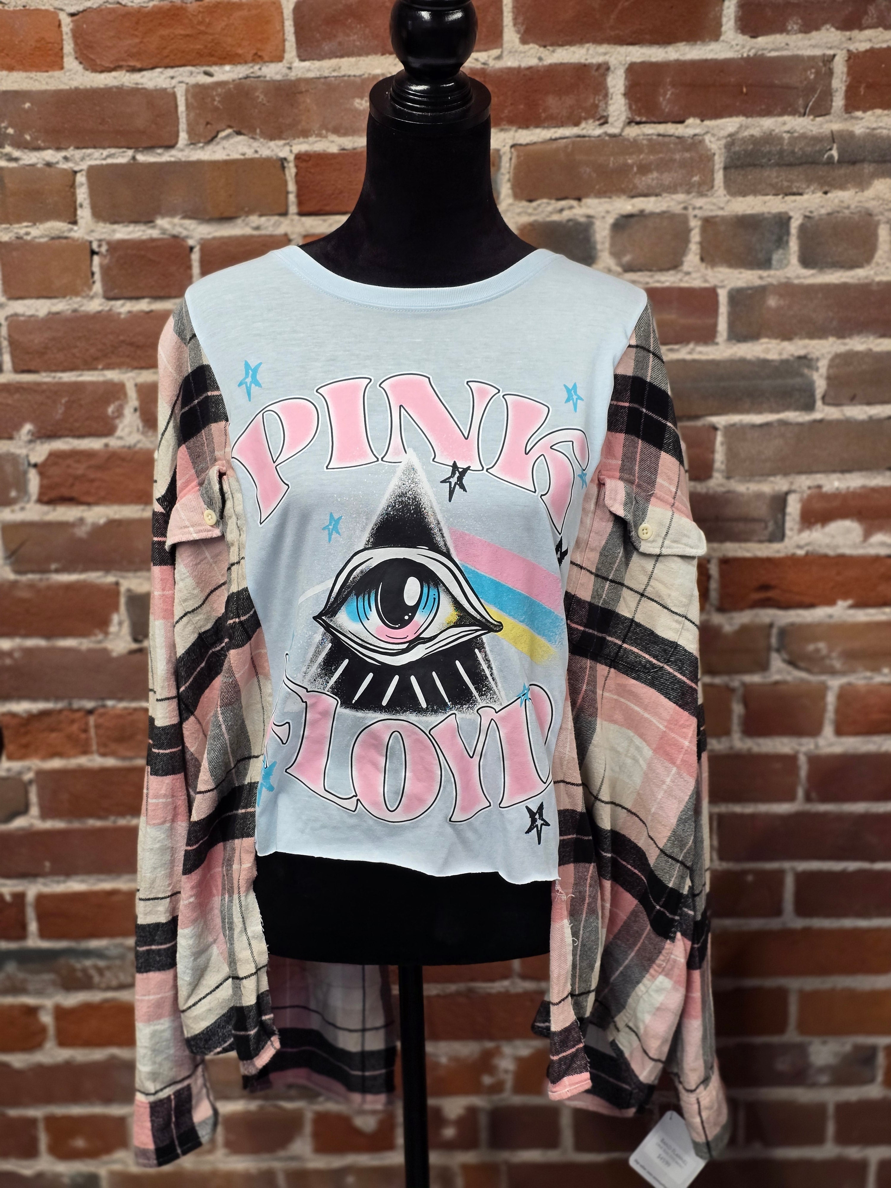 Pink Floyd Upcycled Flannel - Handcrafted One-of-a-Kind Shirt