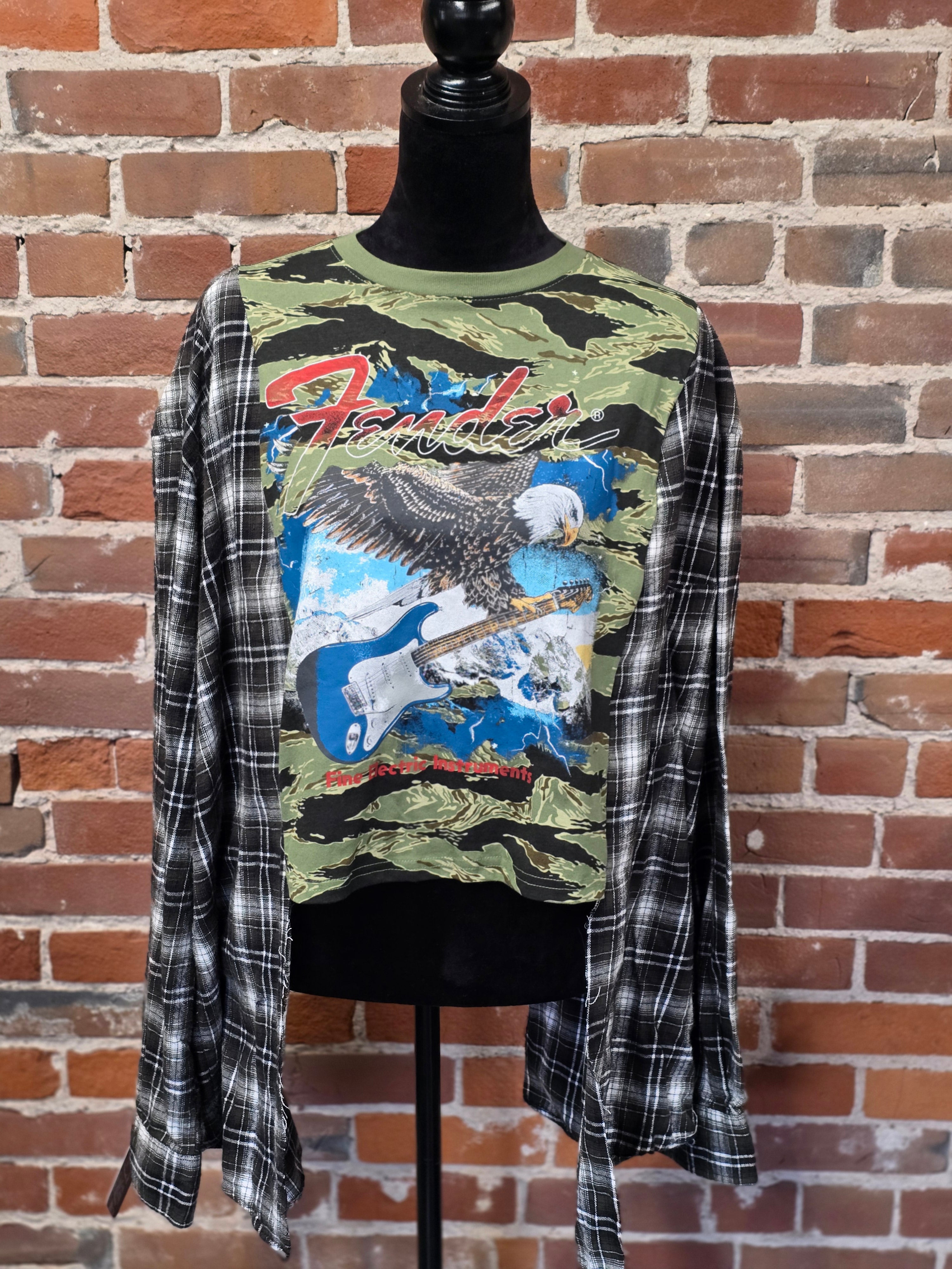 Fender Upcycled Flannel Shirt – Handcrafted One-of-a-Kind
