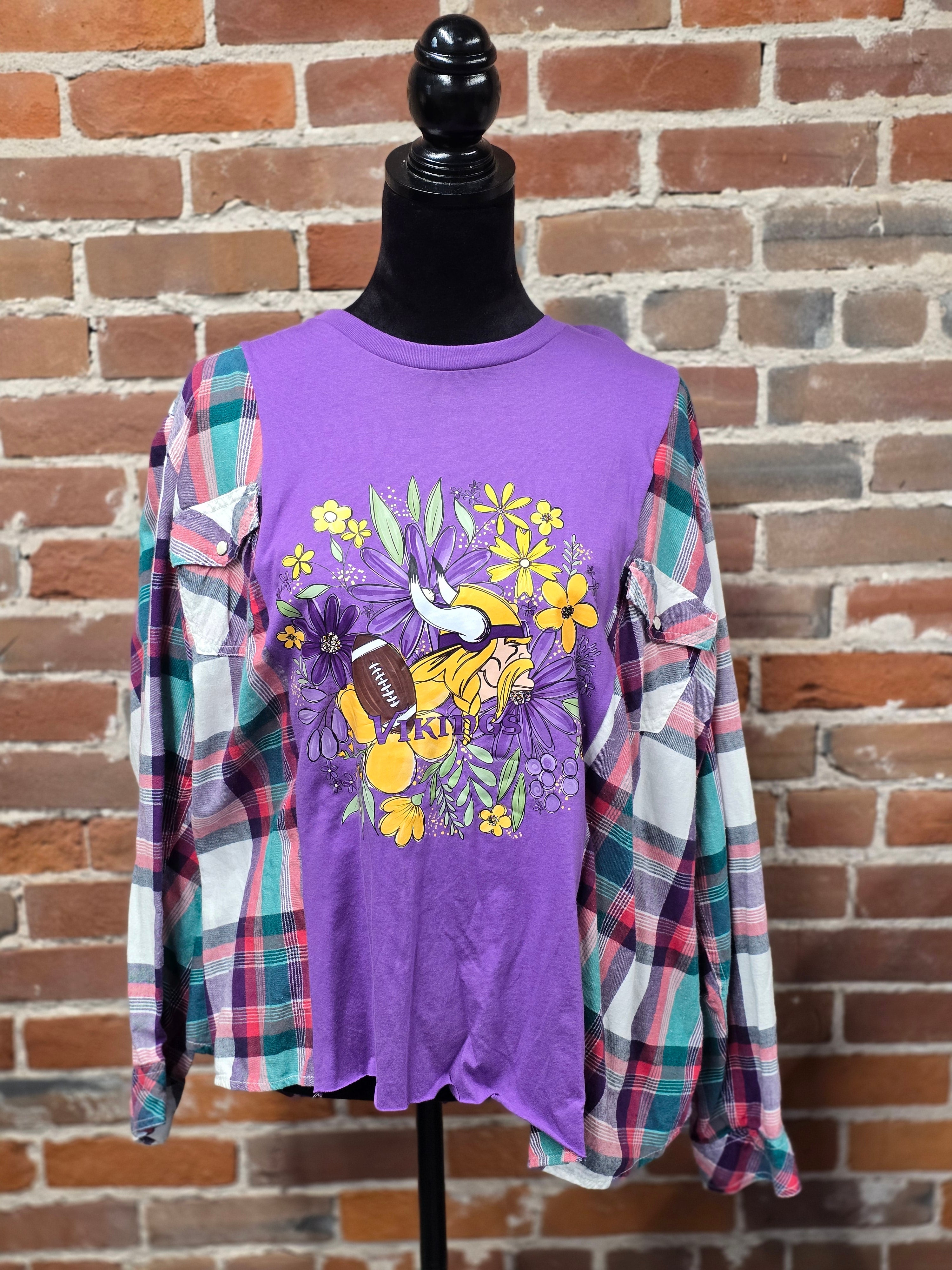 MN Vikings Flannel Shirt - Handcrafted One-of-a-Kind Style