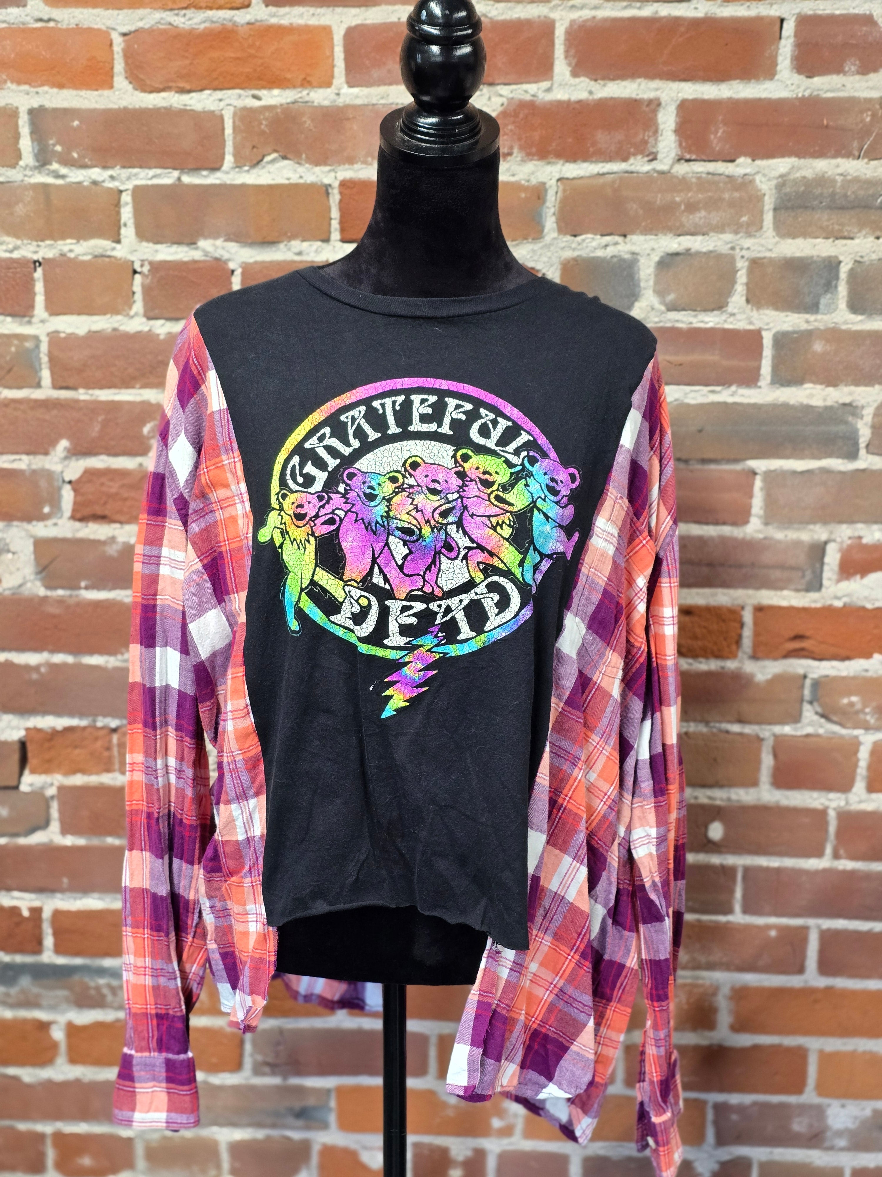 Grateful Dead Upcycled Flannel - Handcrafted One-of-a-Kind