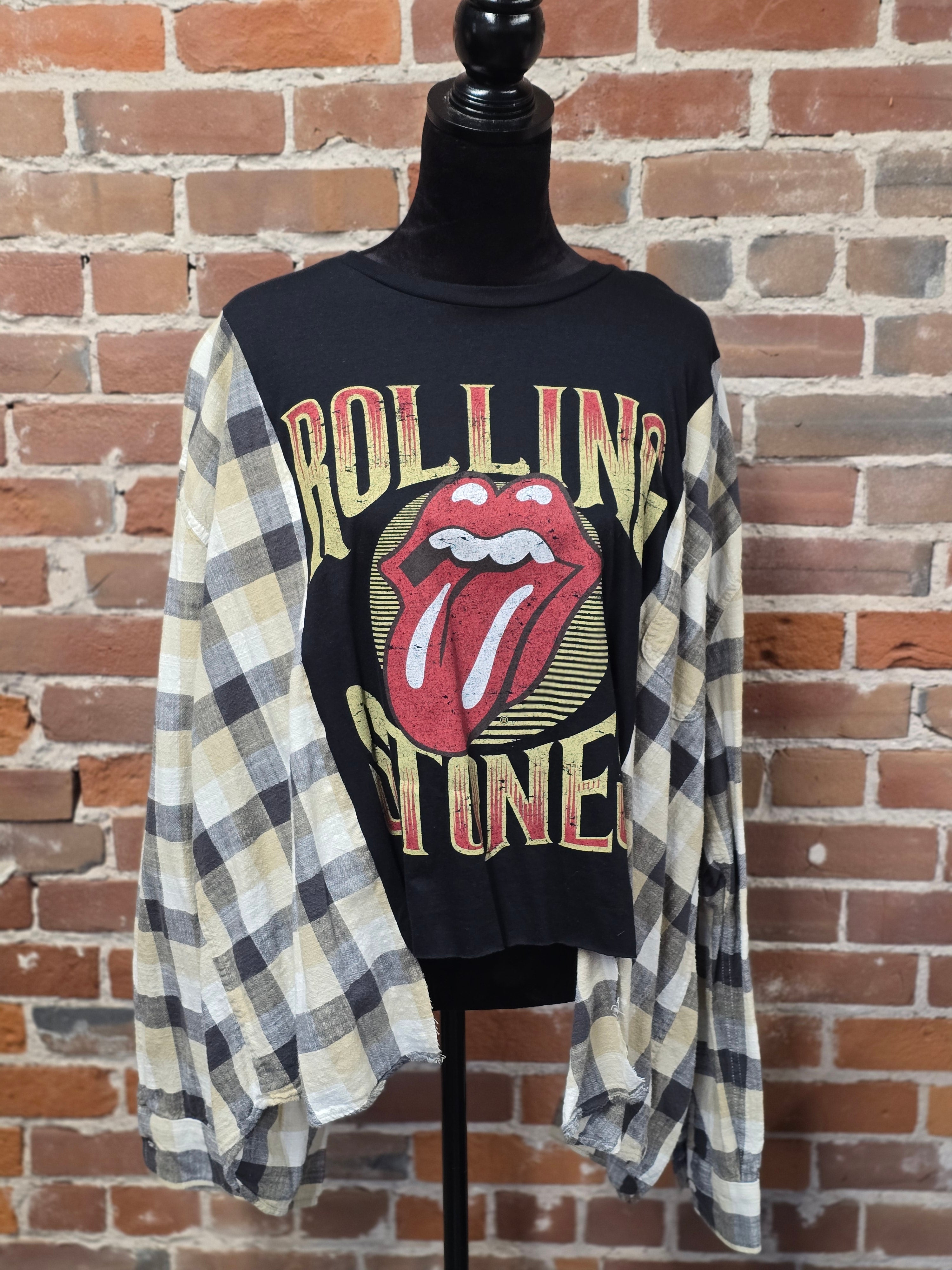 Rolling Stones Flannel Shirt - Handcrafted One-of-a-kind Style
