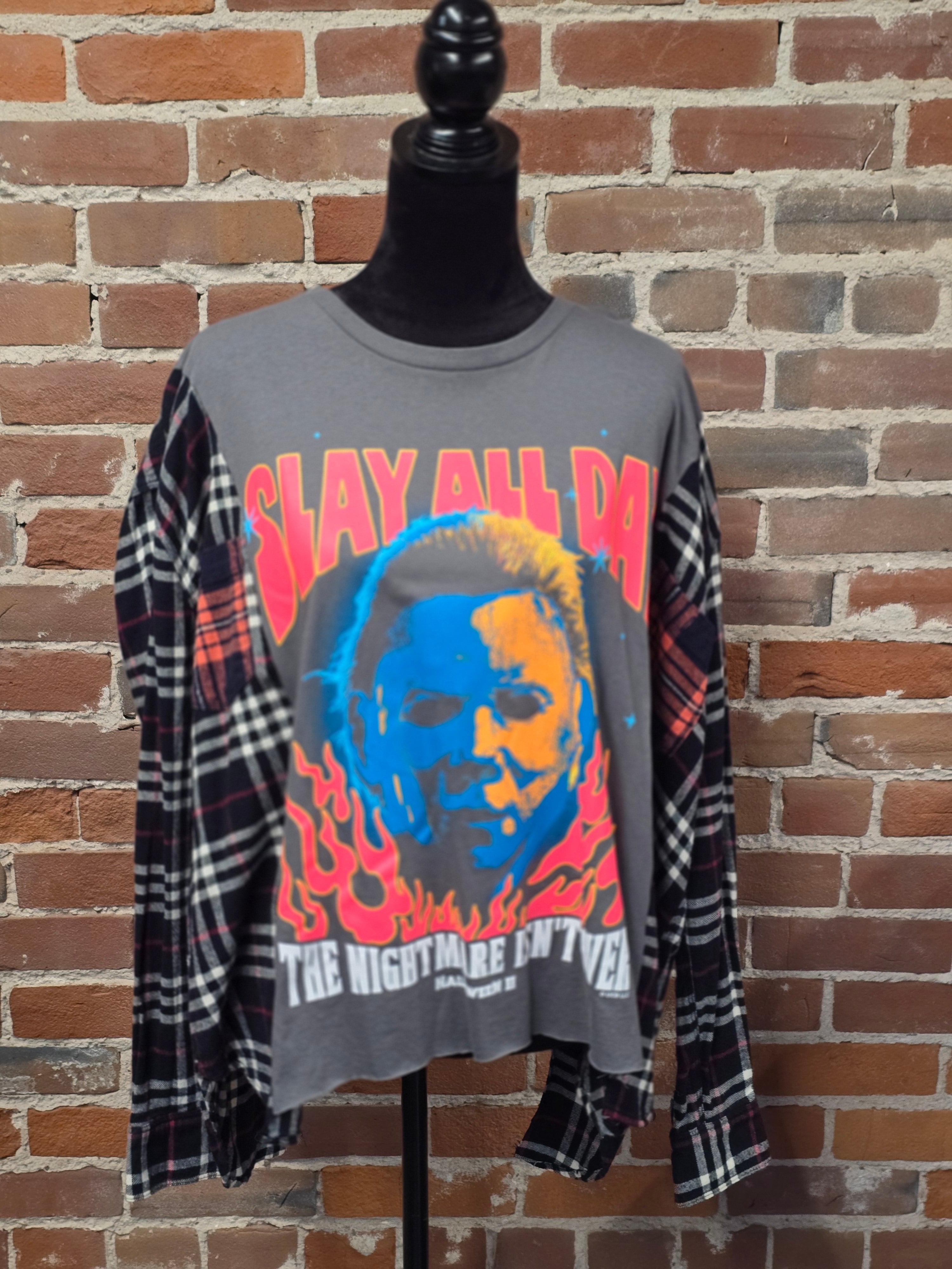 Halloween Upcycled Flannel - Handcrafted One-of-a-Kind