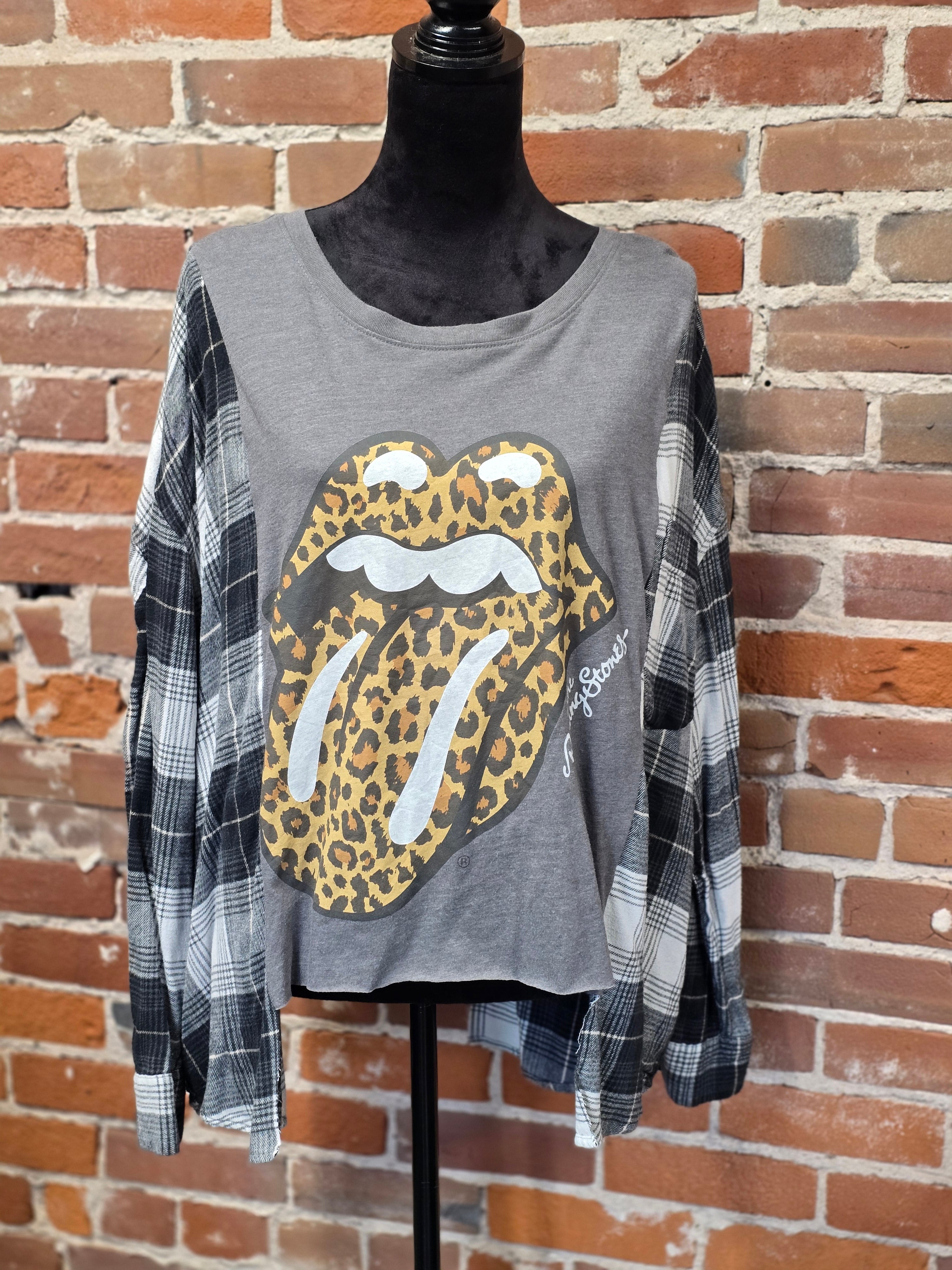 Rolling Stones Flannel Shirt - Handcrafted One-of-a-Kind
