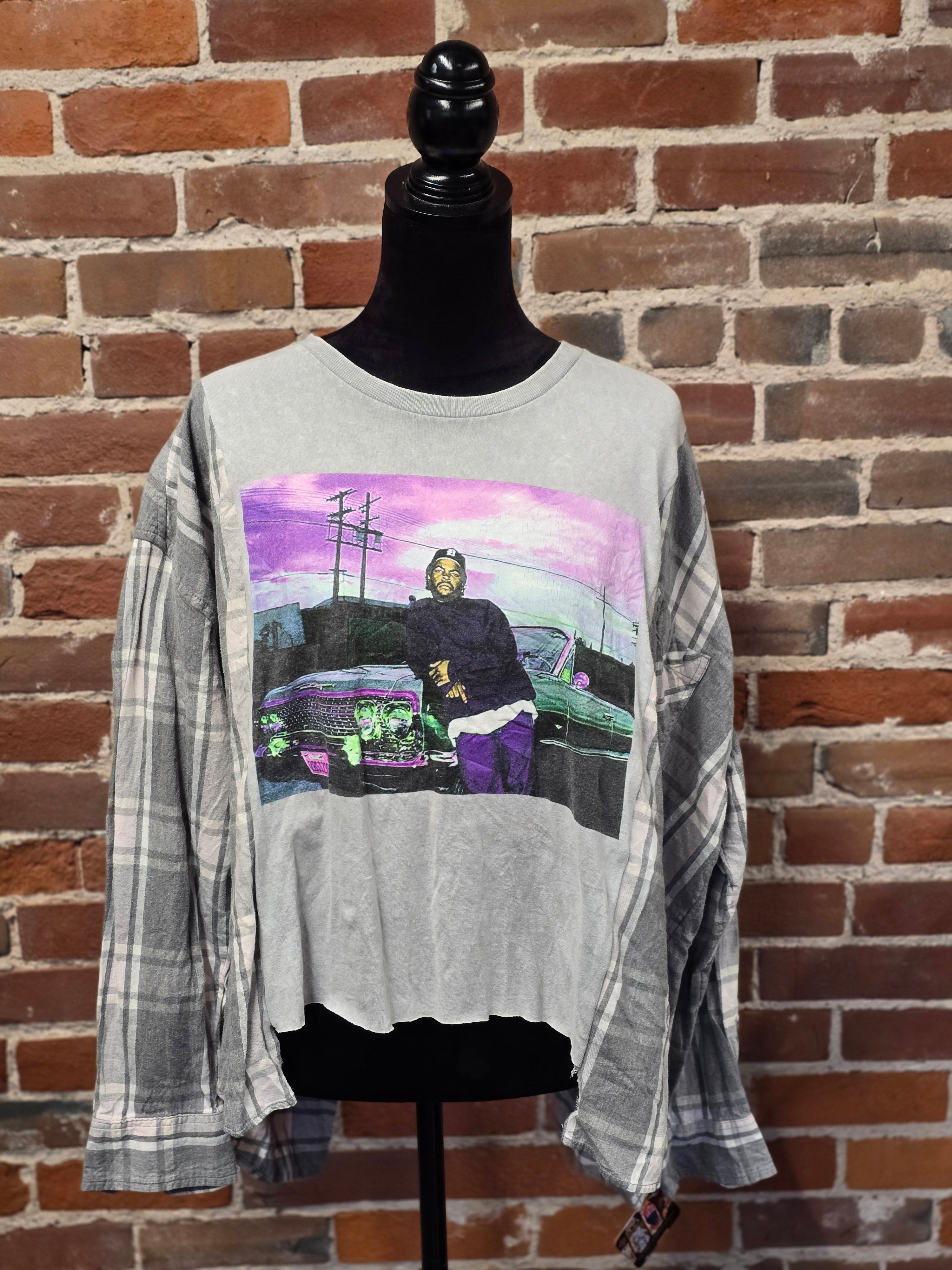 Ice Cube Upcycled Flannel - Handcrafted & Unique