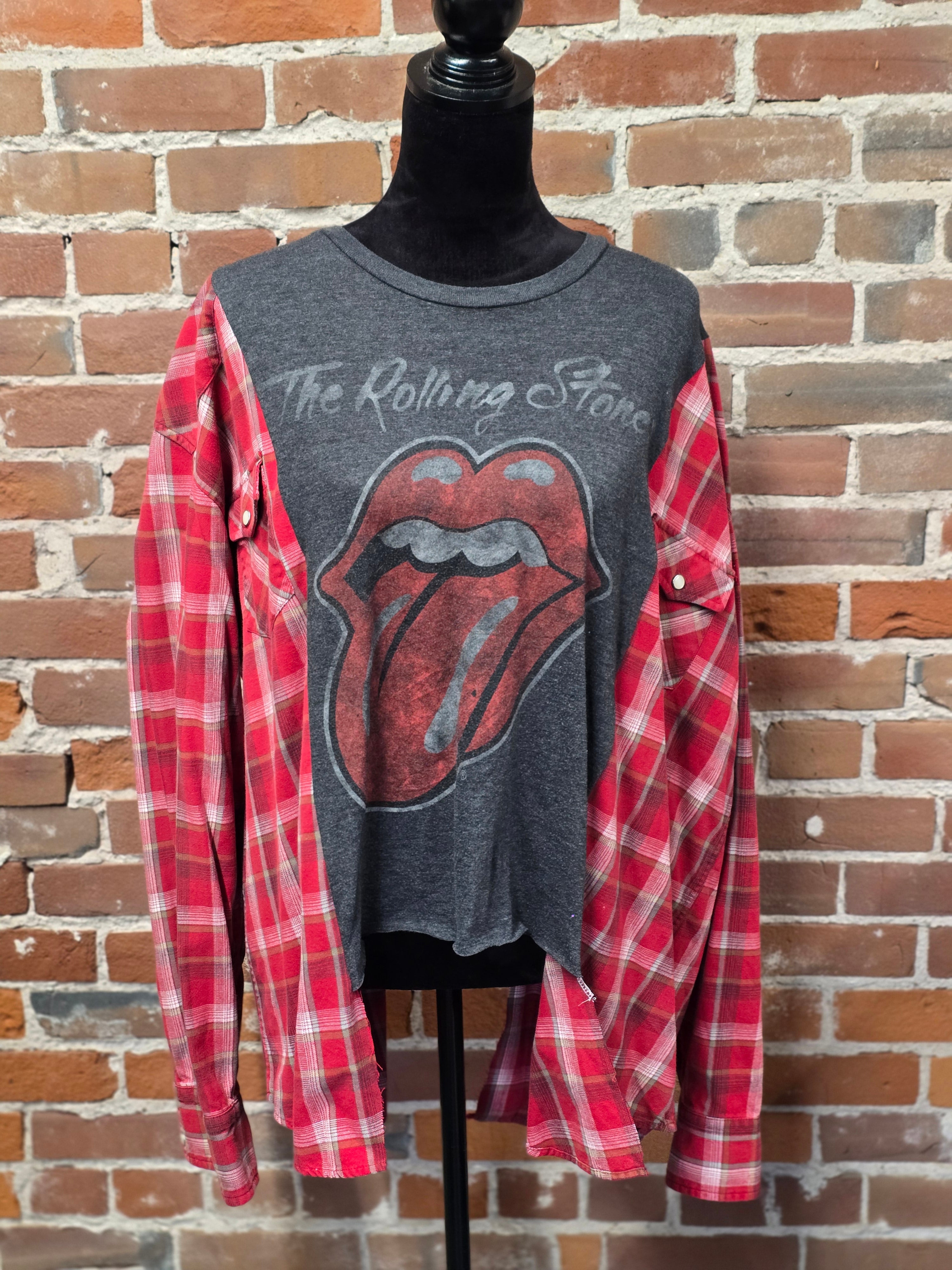 Rolling Stones Flannel Shirt - Handcrafted One-of-a-Kind