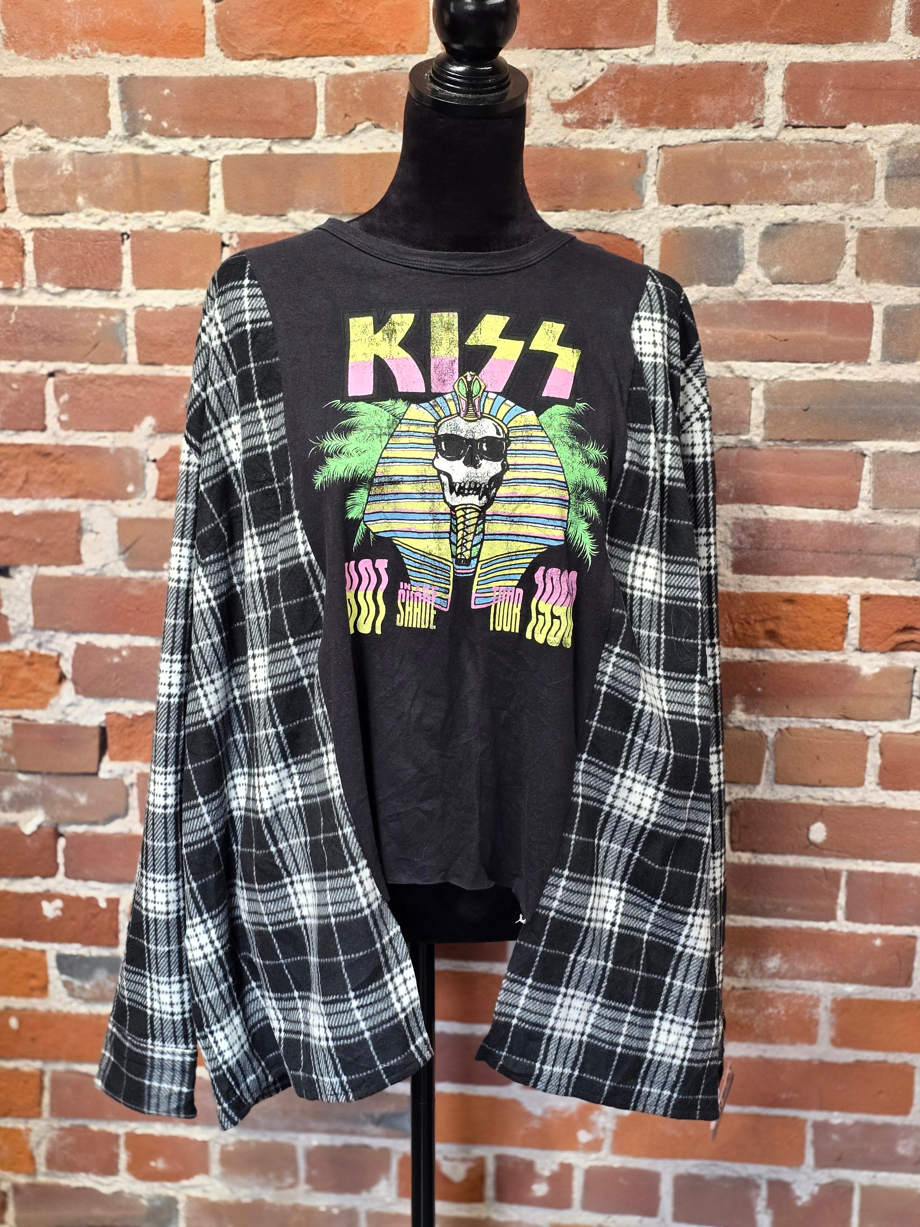 Kiss Rock Music Flannel Shirt – Handcrafted One-of-a-Kind Style
