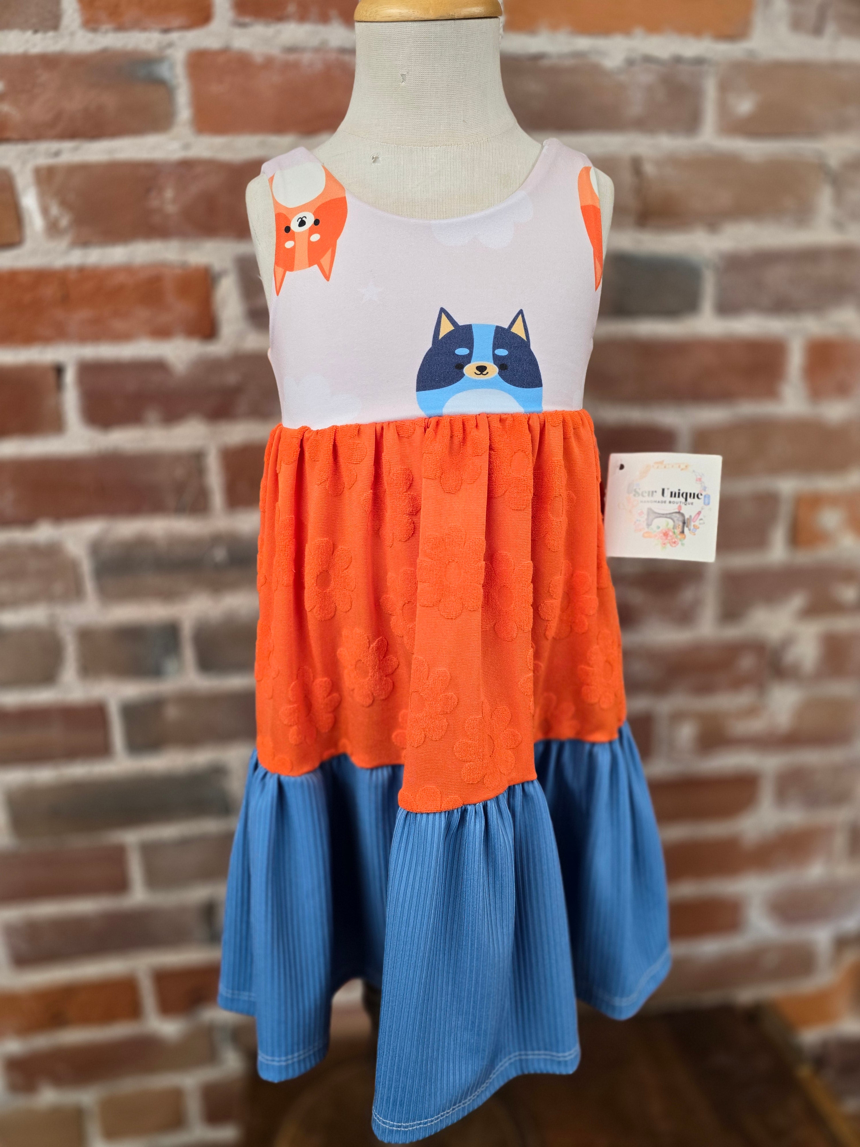Bluey Squishmellows Kids Tiered Dress - Handcrafted Quality
