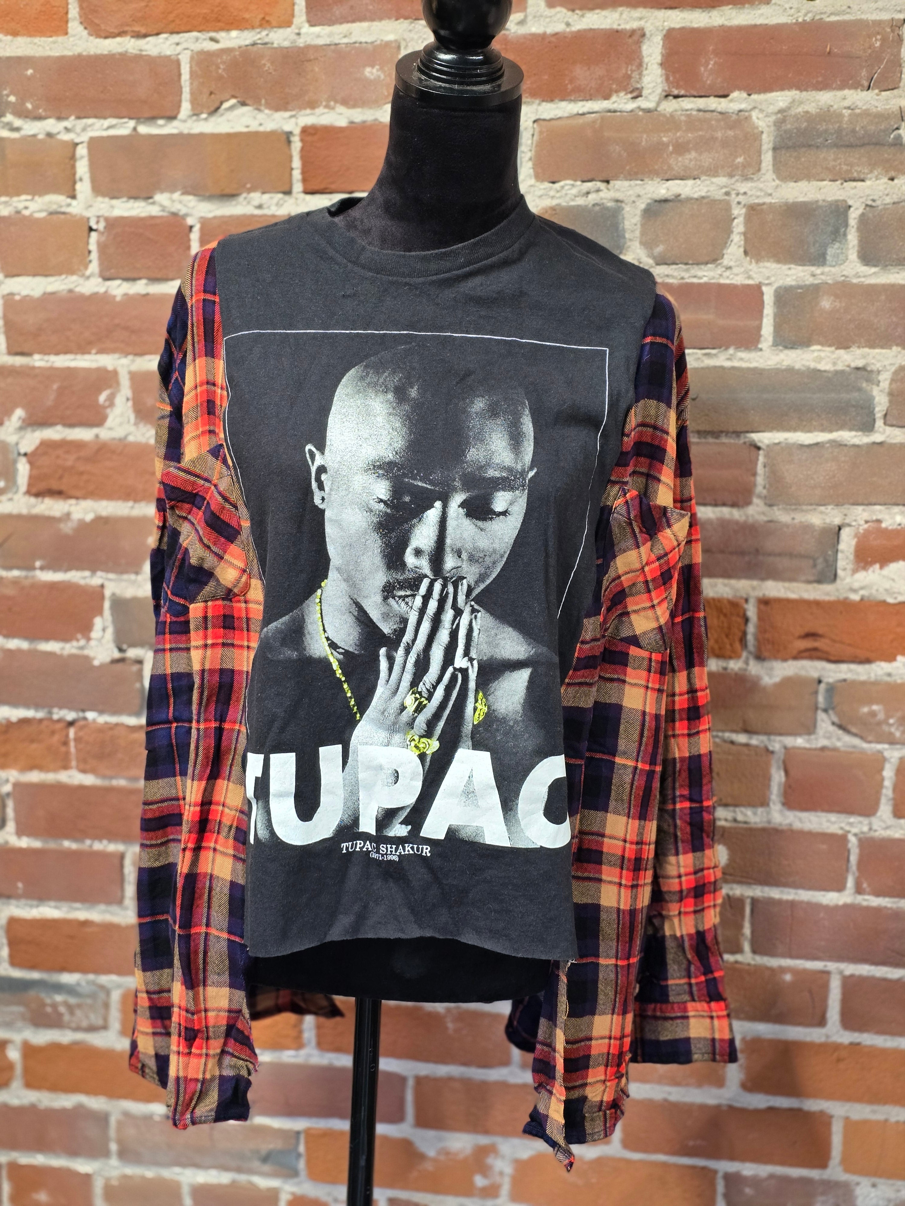 Tupac Rap Music Flannel Shirt - Handcrafted One-of-a-Kind
