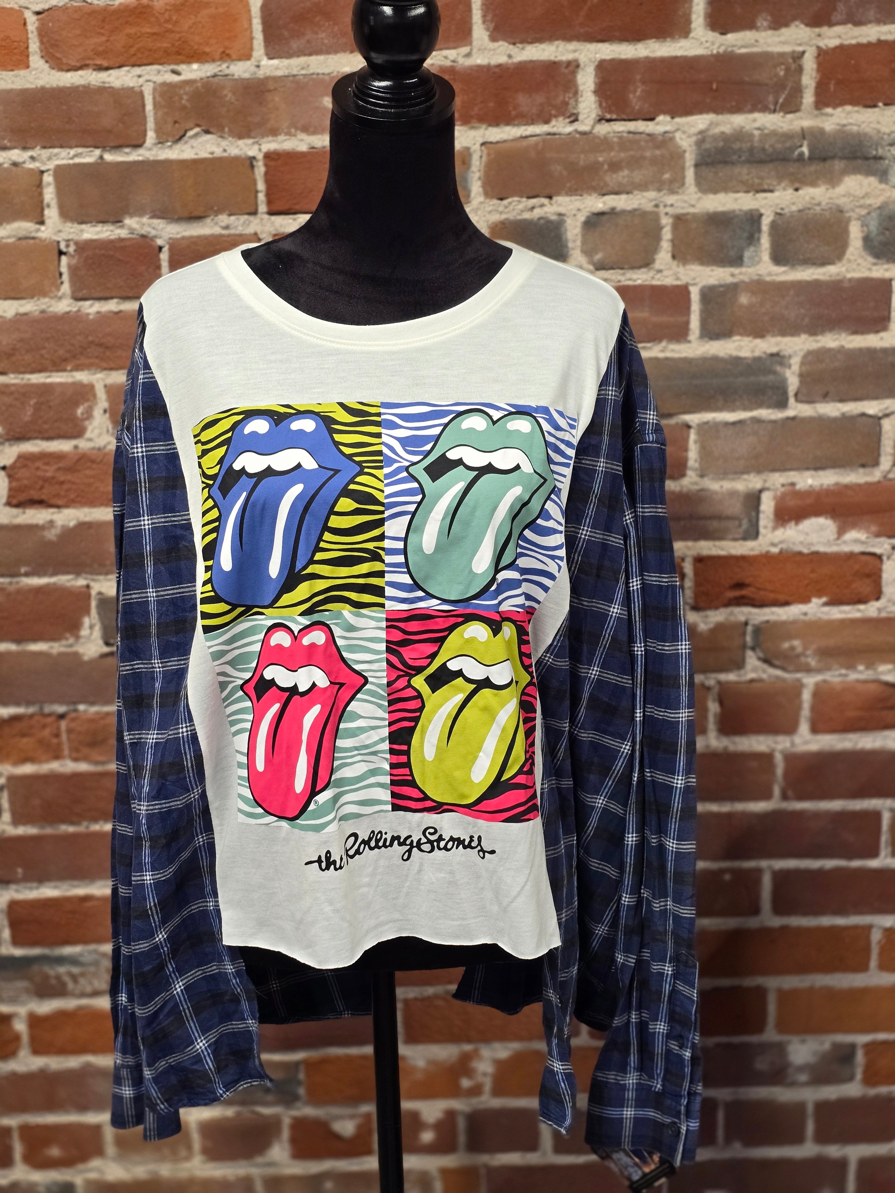 Rolling Stones Flannel Shirt - Handcrafted One-of-a-Kind Style