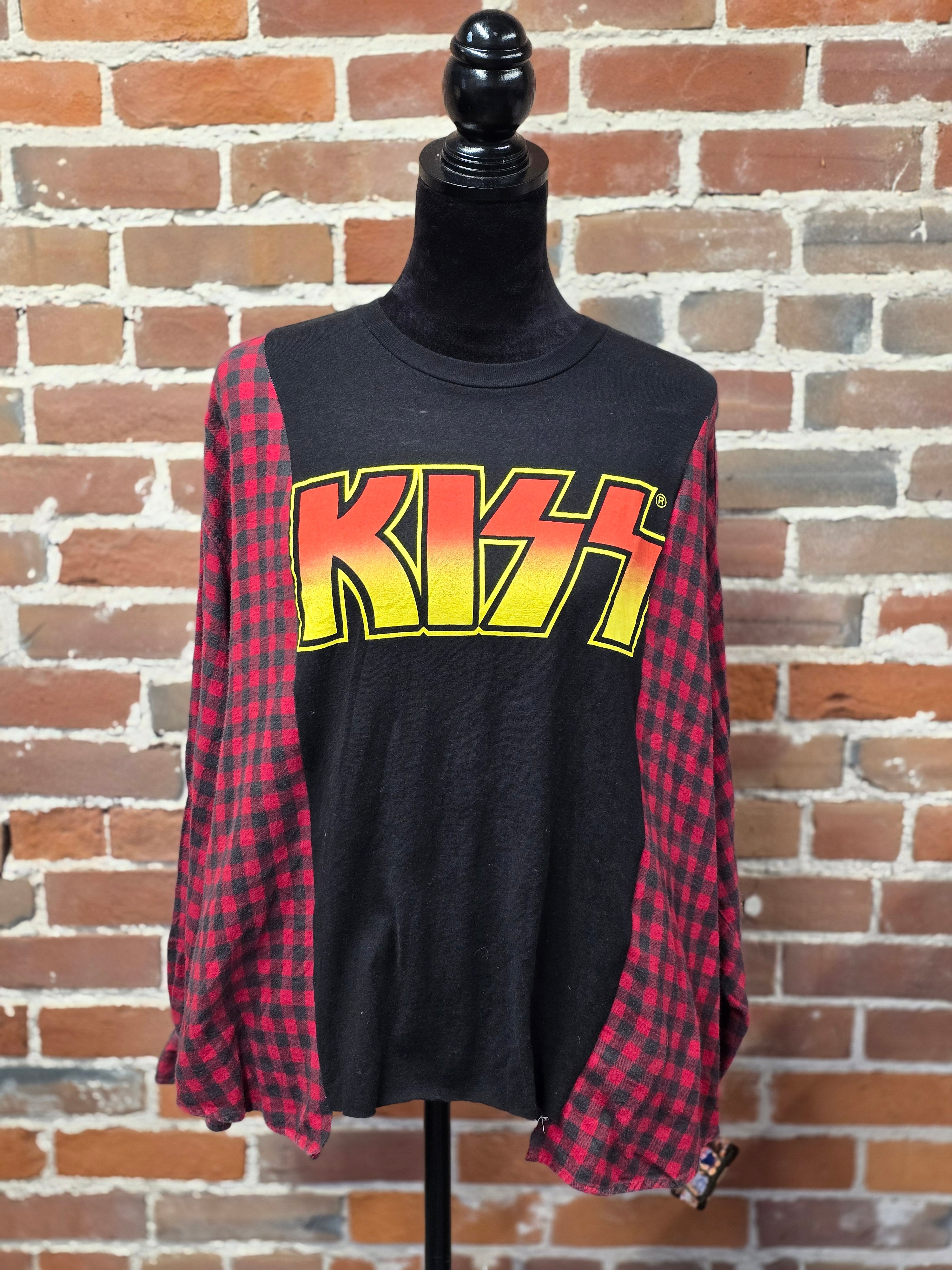Kiss Rock Band Flannel Top - Handcrafted One-of-a-Kind Style