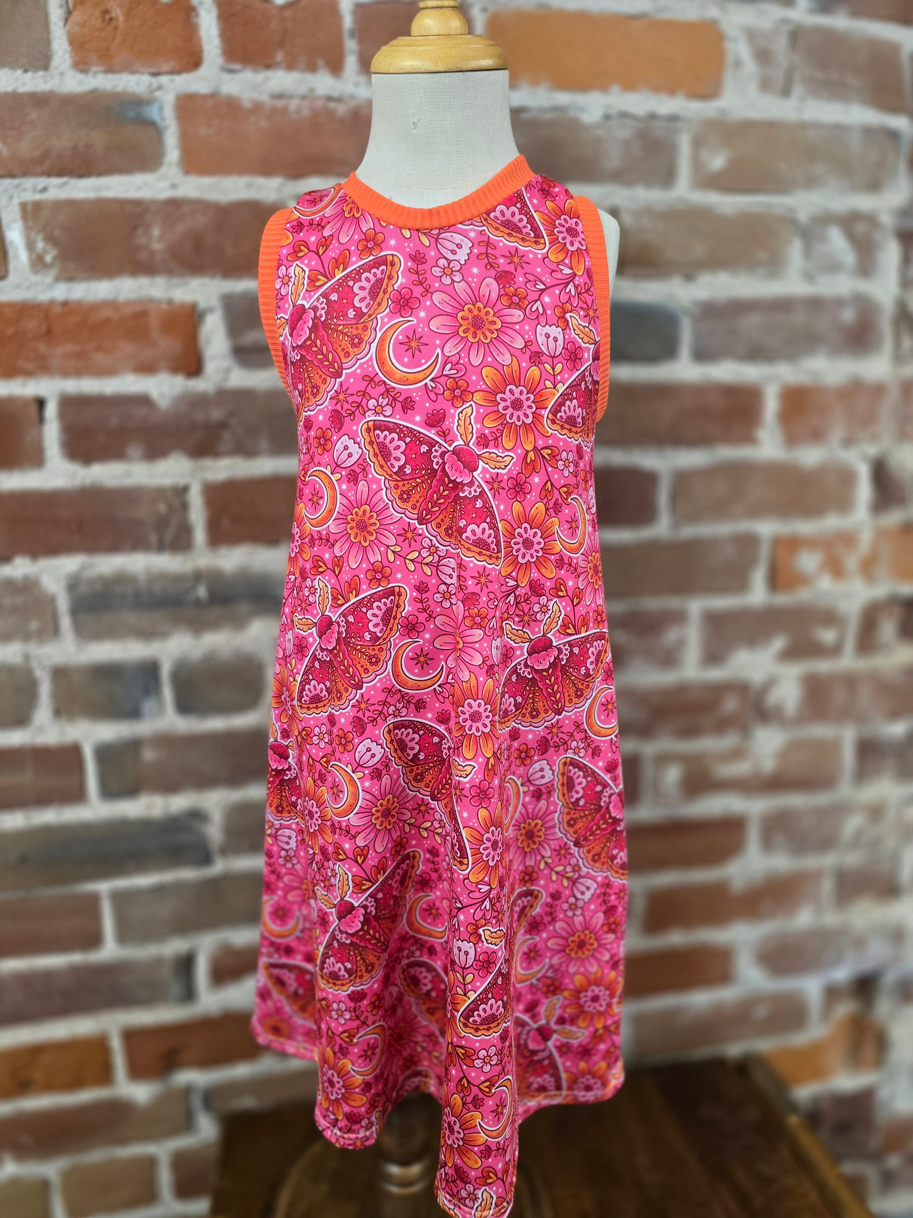 Celestial Moth Racerback Dress - Handcrafted Floral Moths