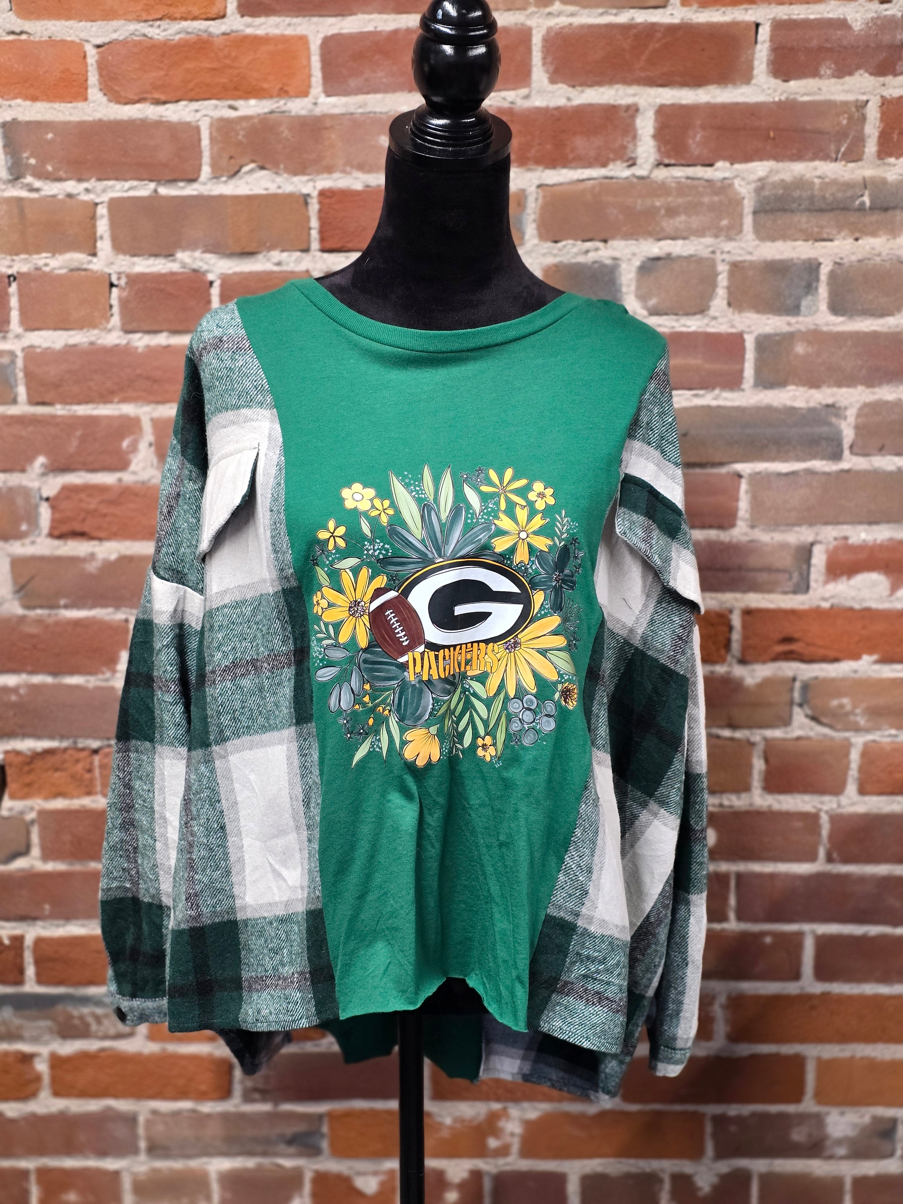 Upcycled Packers Flannel Shirt – Handcrafted One-of-a-Kind