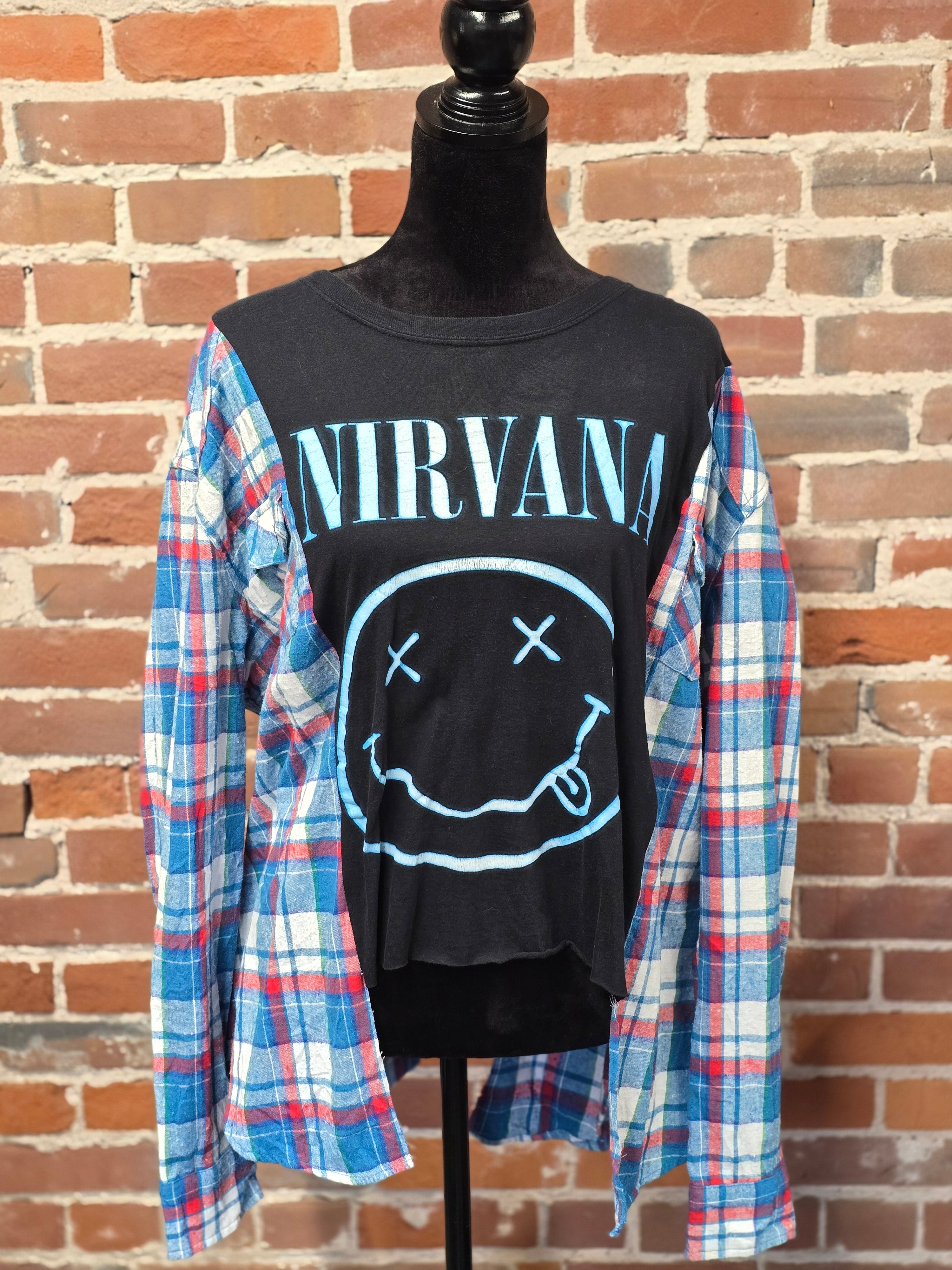 Nirvana Upcycled Flannel Shirt – Handcrafted One-of-a-Kind