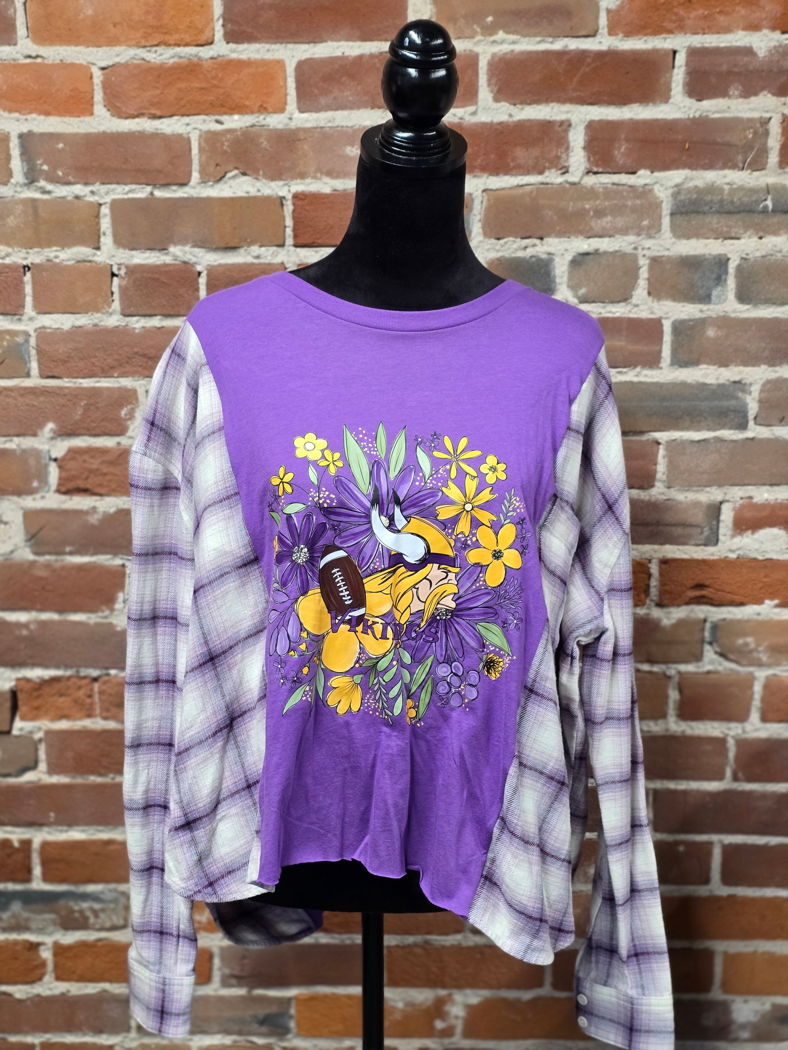 Upcycled Flannel - Handcrafted Vikings Edition