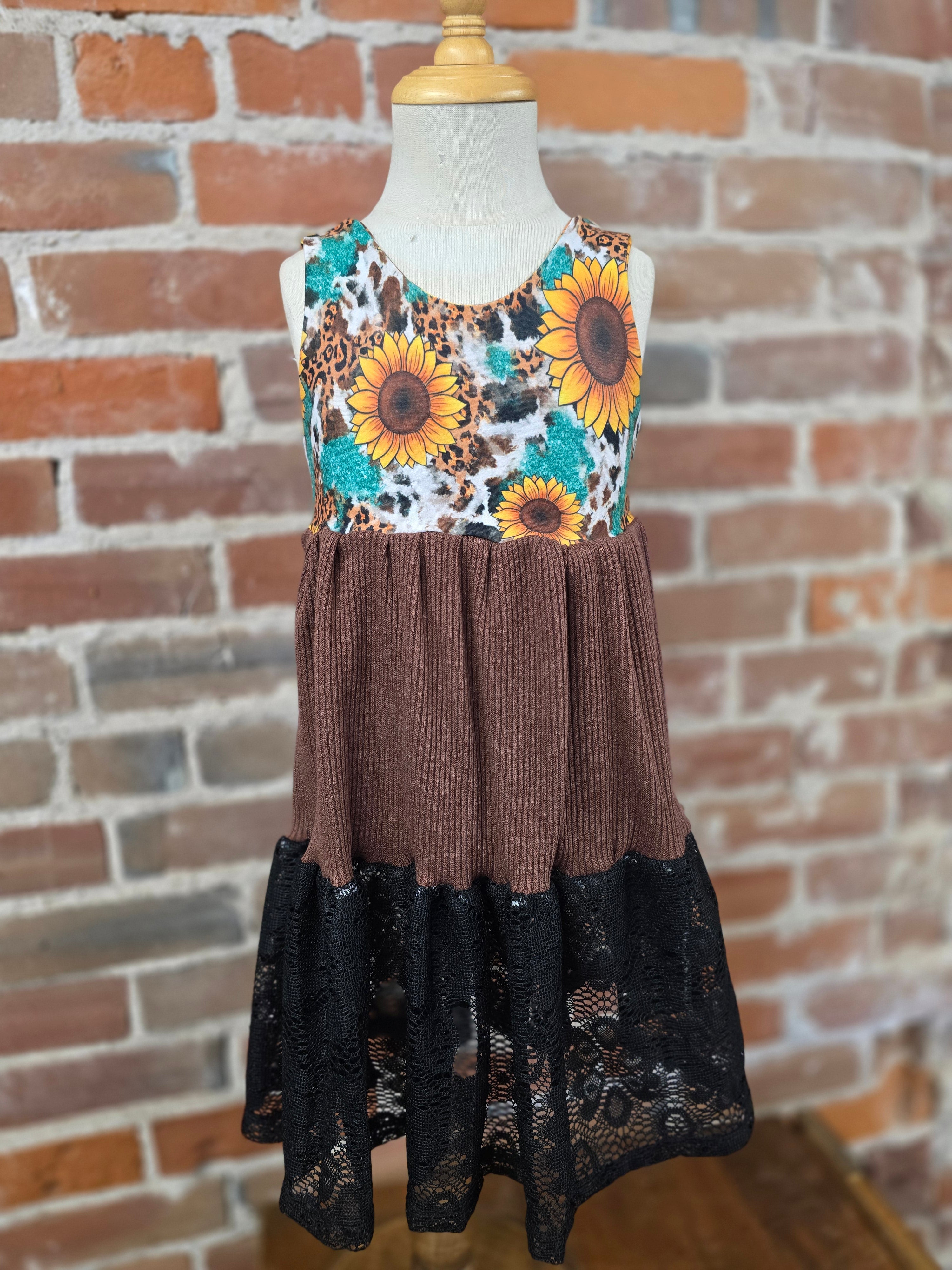 Sunshine Stitches Sunflower Dress - Handcrafted Unique Style